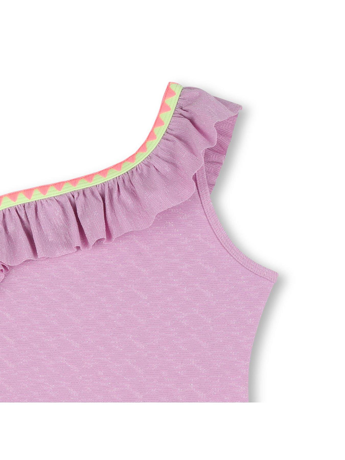 Image 3 of 3 of Billieblush Girls One Shoulder Swimsuit - Purple