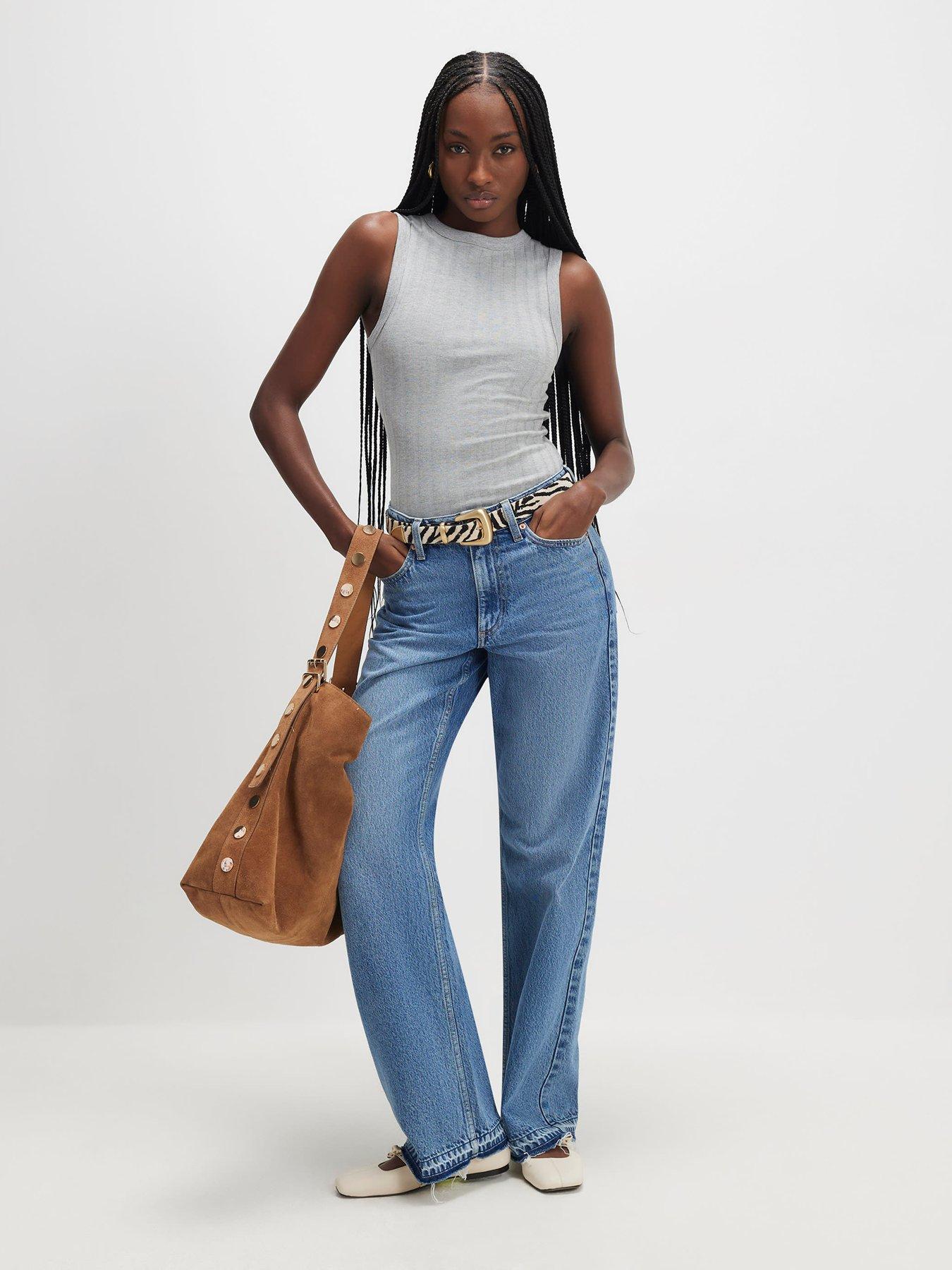 Image 3 of 4 of River Island Short Wide Rib Tank - Grey