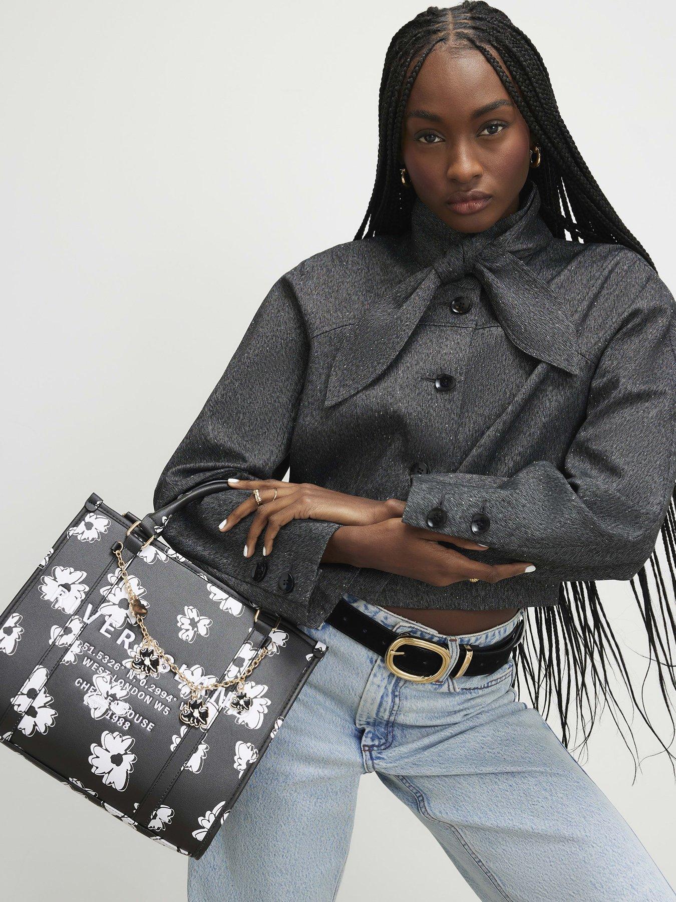Image 1 of 6 of River Island Daisy Chain Tote Bag - Black
