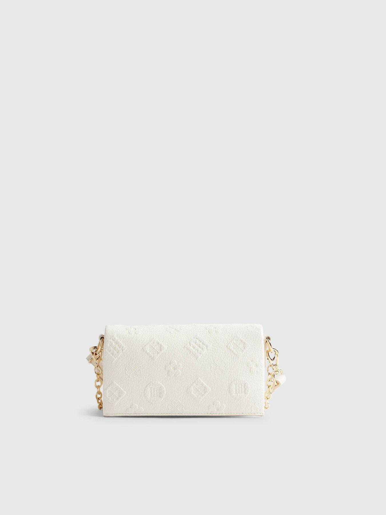 Image 4 of 6 of River Island Embossed Monogram Cross Body Bag - Cream
