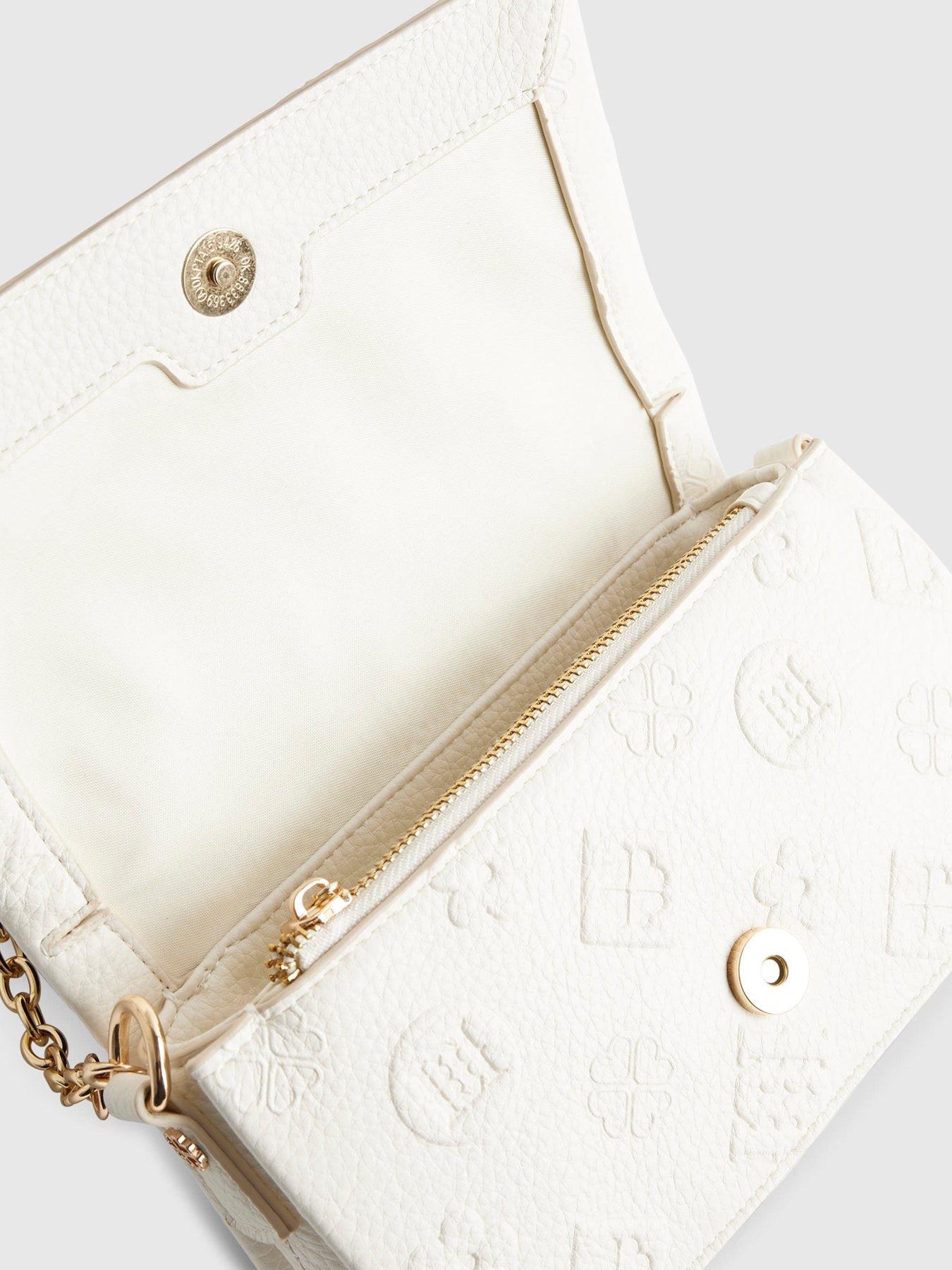 Image 6 of 6 of River Island Embossed Monogram Cross Body Bag - Cream