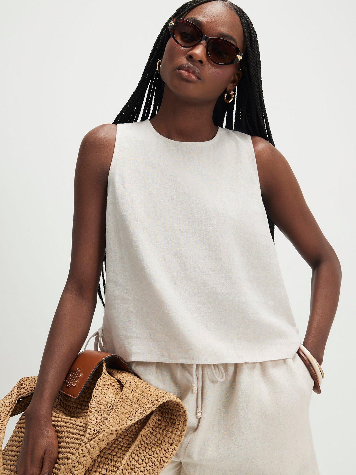 River Island Linen Tank - Beige