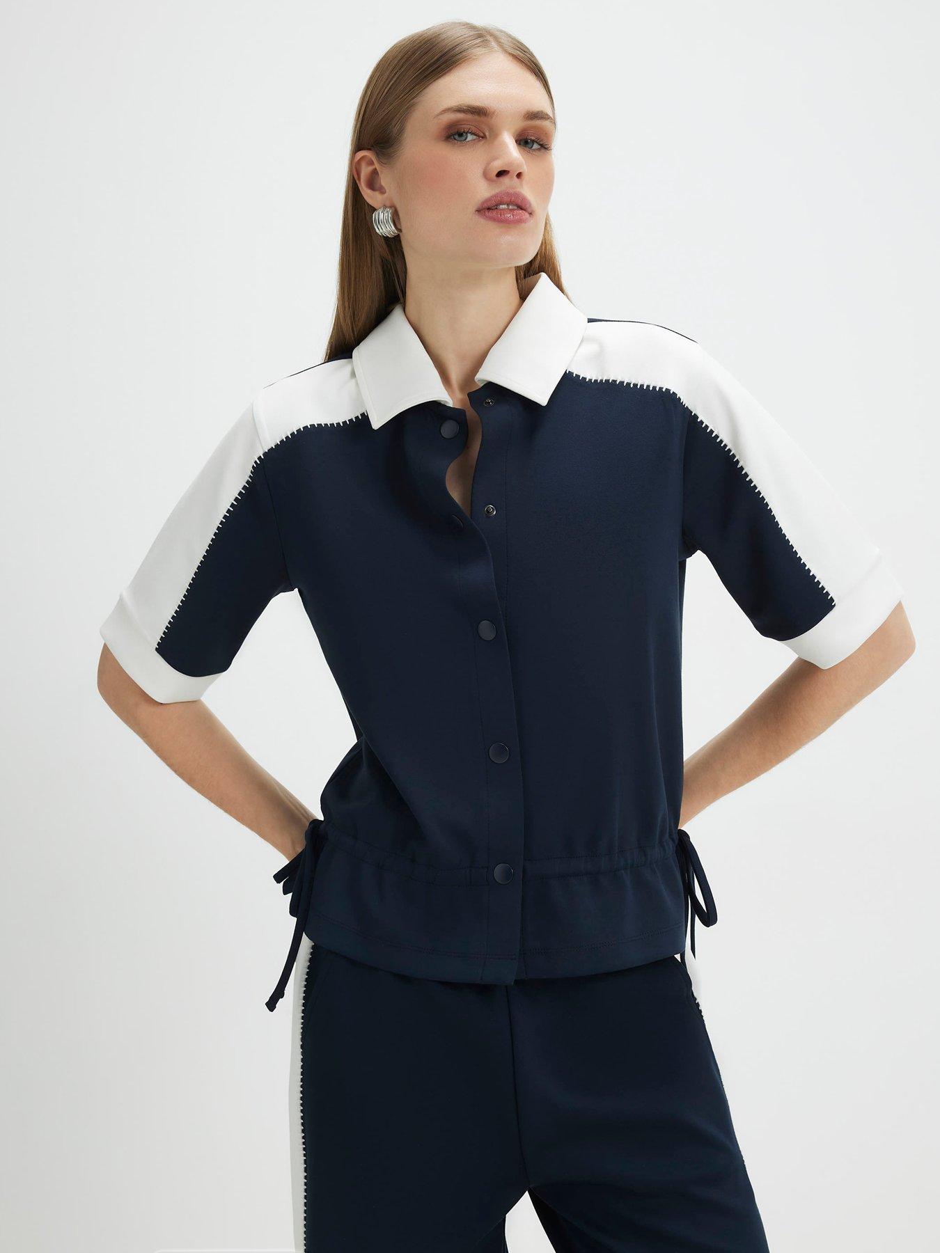 River Island Short Sleeve Blocked Polo Clean Shirt - Blue