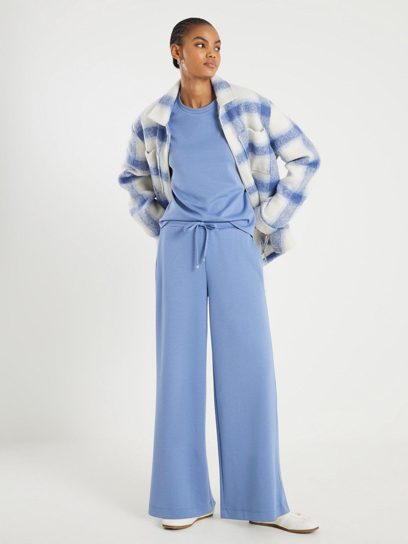 River Island High Waist Neo Premium Wide Leg Jogger - Blue