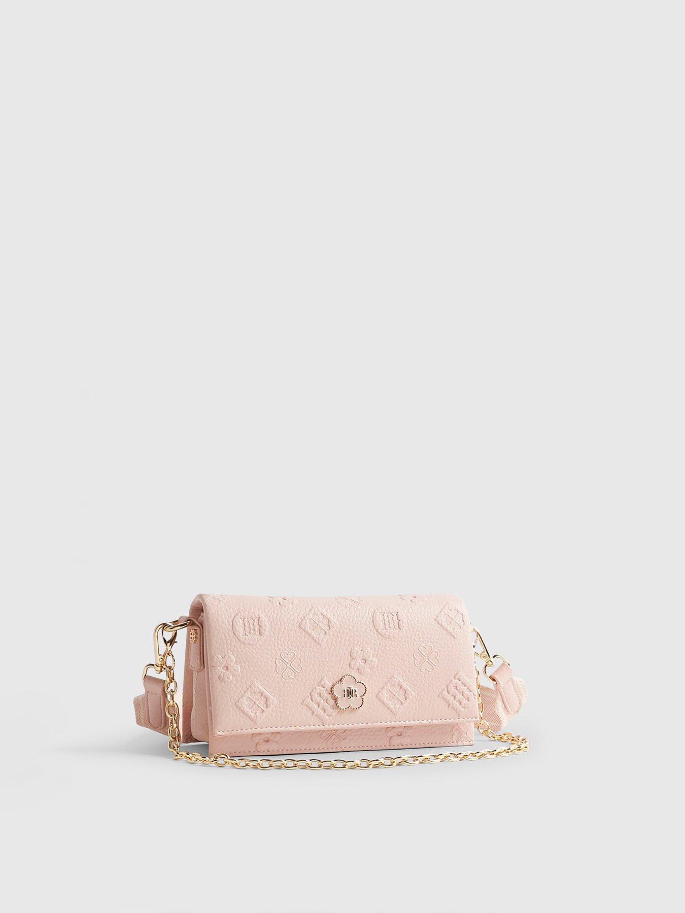 Image 3 of 6 of River Island Embossed Monogram Cross Body Bag - Pink