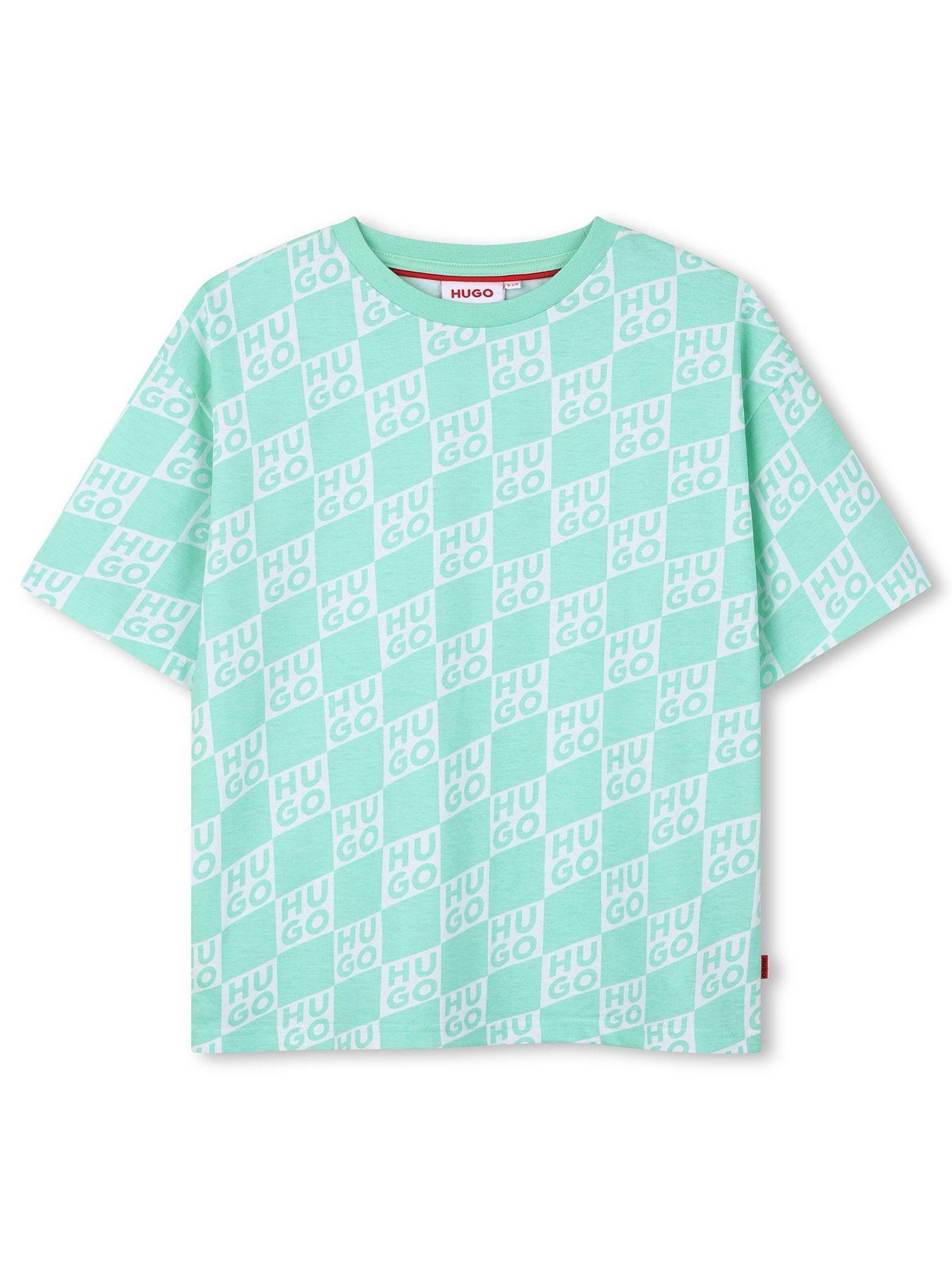 HUGO Boys Logo Print Short Sleeve T-shirt, Green, Size 14 Years