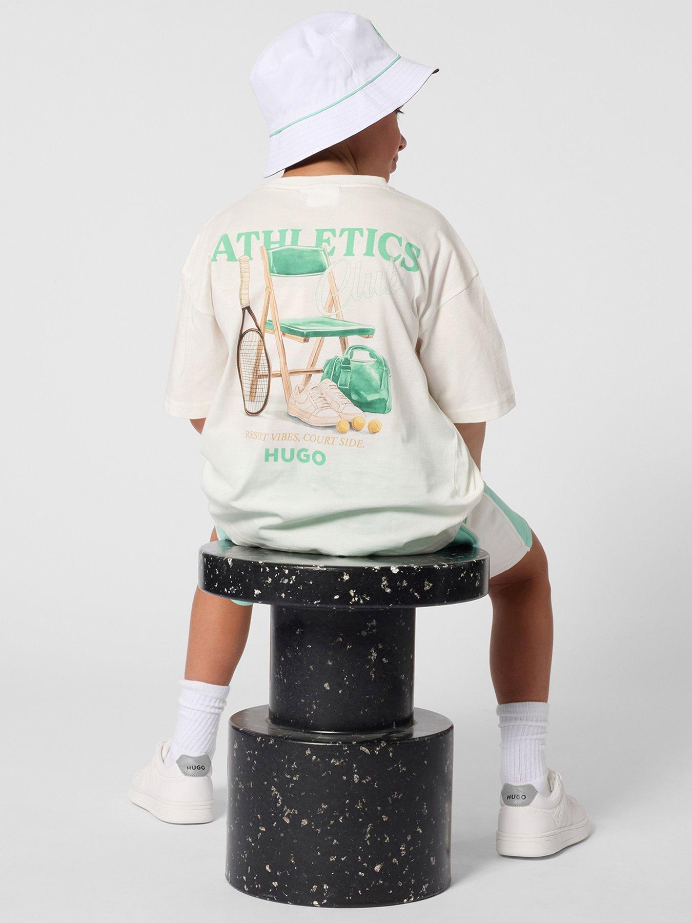 Image 1 of 4 of HUGO Boys Back Print Short Sleeve T-shirt - Off White