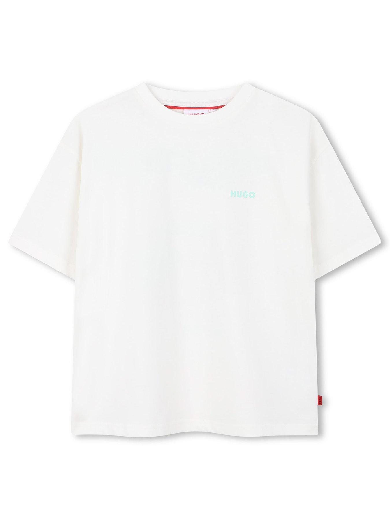 Image 2 of 4 of HUGO Boys Back Print Short Sleeve T-shirt - Off White