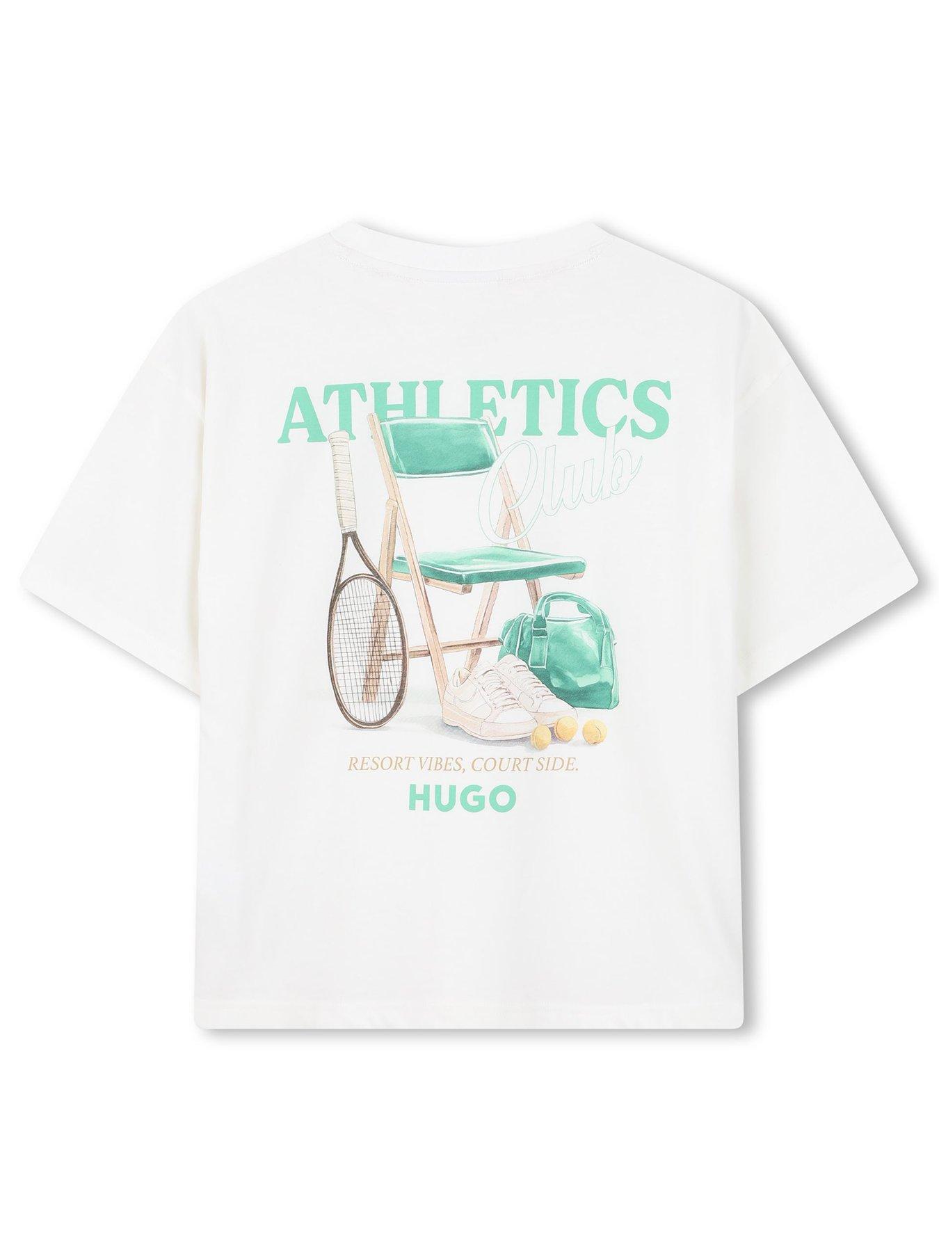 Image 3 of 4 of HUGO Boys Back Print Short Sleeve T-shirt - Off White