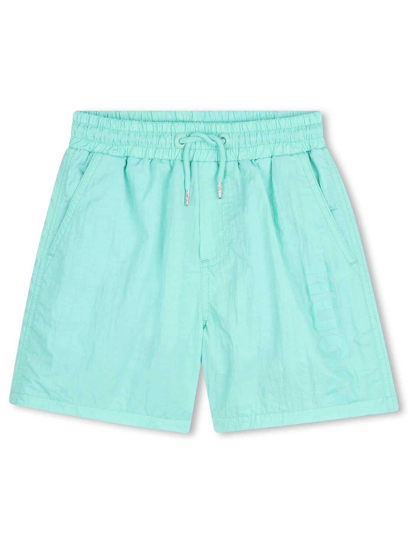 HUGO Boys Logo Swim Shorts, Green, Size Age: 14 Years