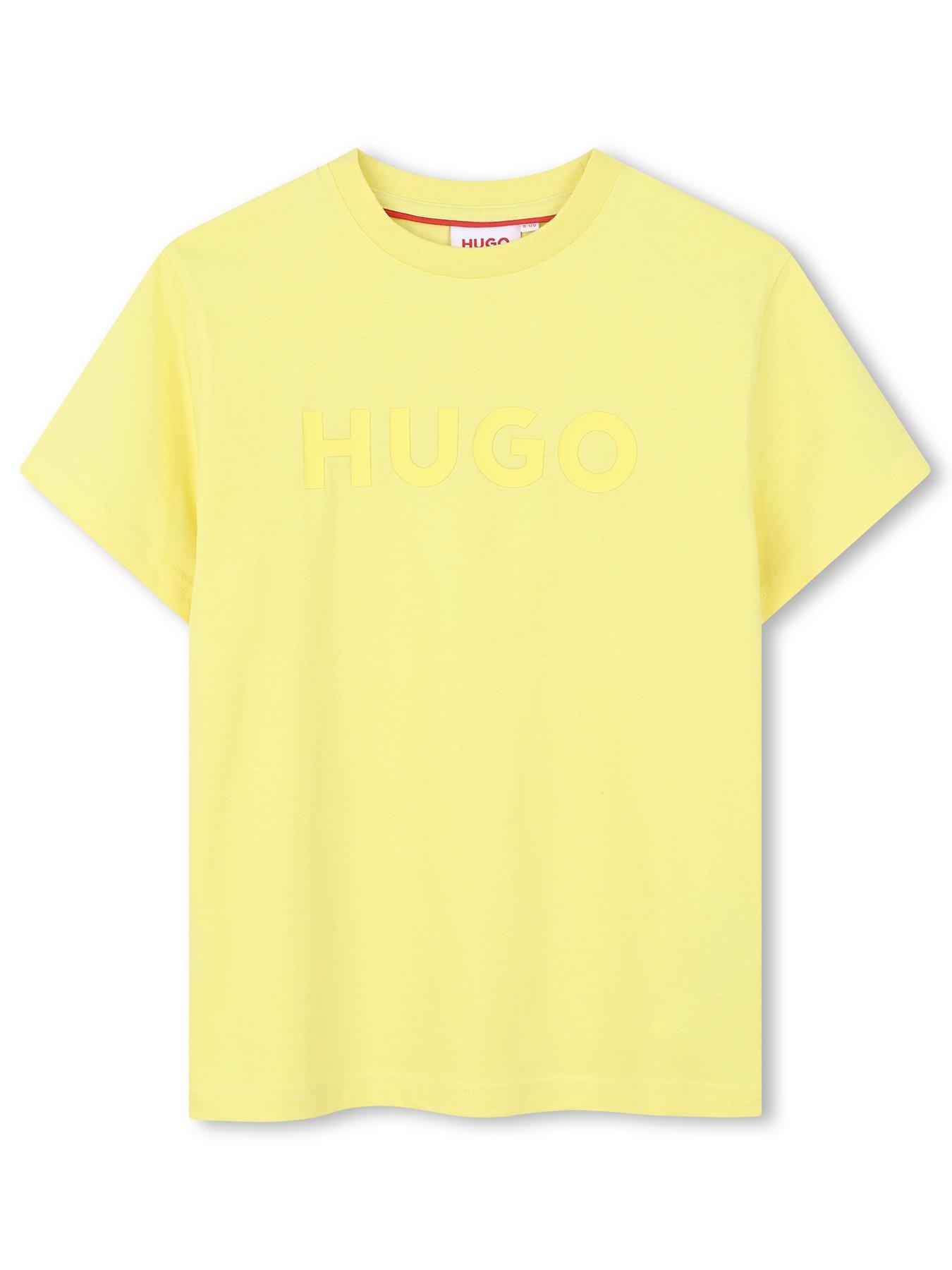 HUGO Boys Logo Short Sleeve T-shirt, Yellow, Size 14 Years