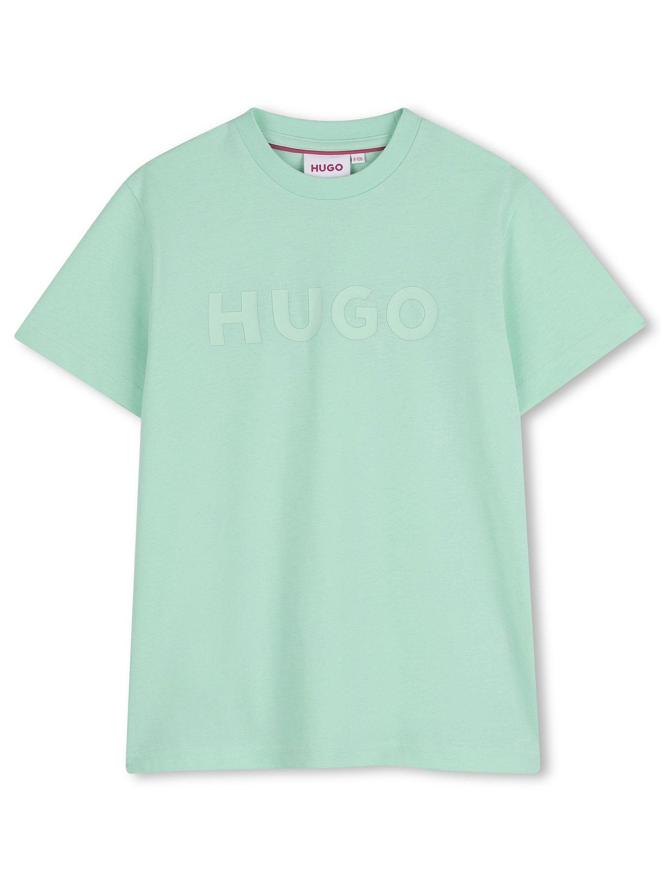 HUGO Boys Logo Short Sleeve T-shirt, Green, Size 14 Years
