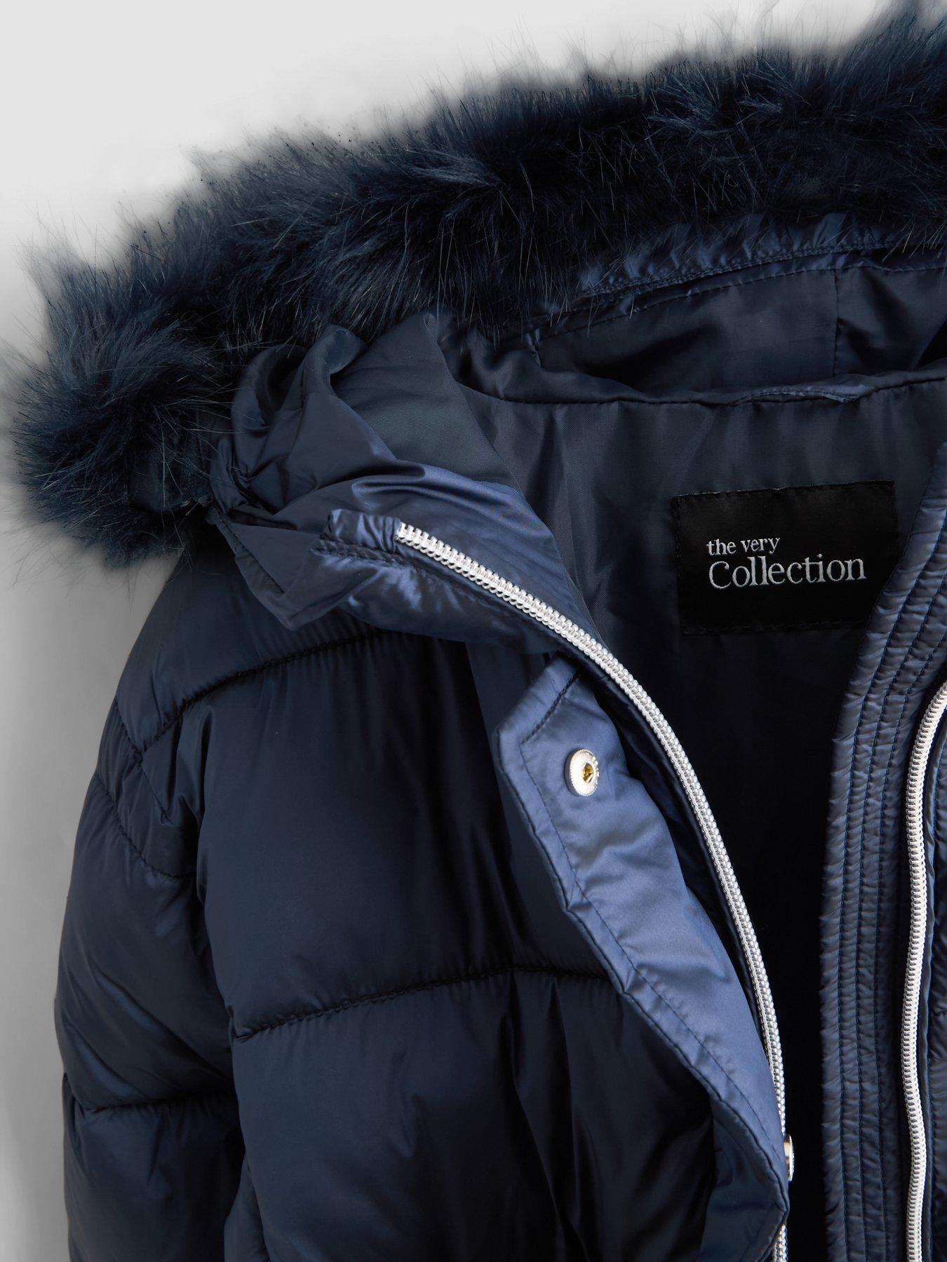 Image 3 of 6 of The Very Collection Girls Padded Coat With Hood (3 - 16 years) - Navy