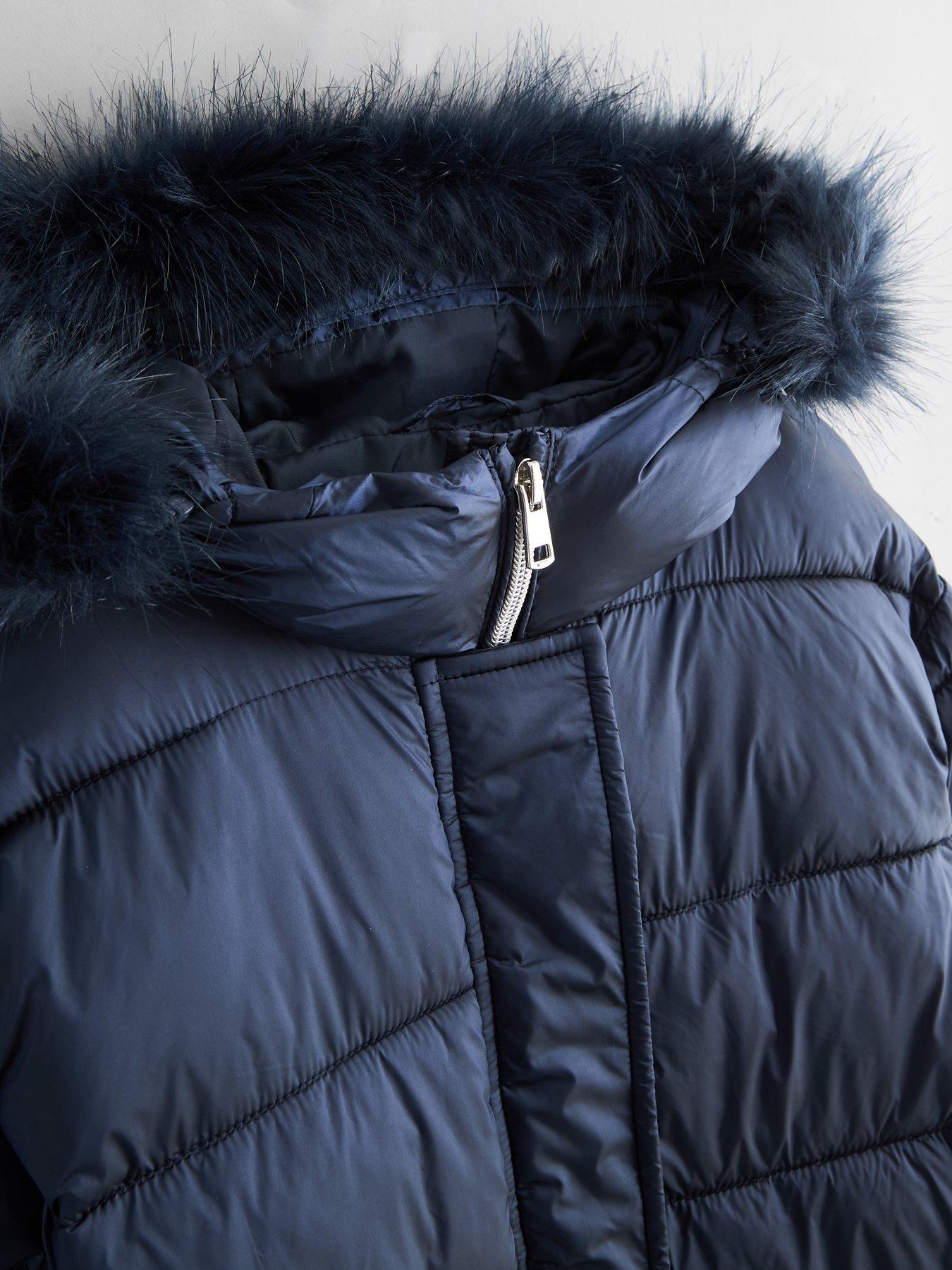 Image 4 of 6 of The Very Collection Girls Padded Coat With Hood (3 - 16 years) - Navy