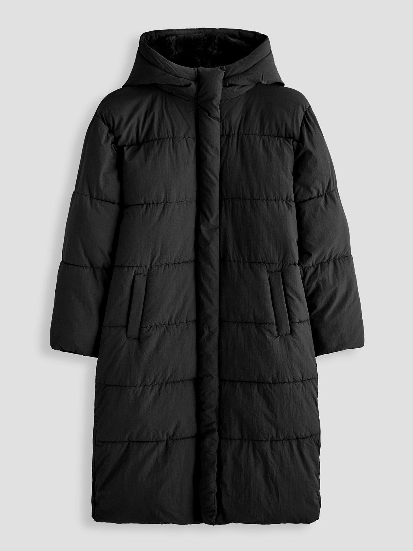 Image 1 of 5 of The Very Collection Girls Longline Padded Basic Coat - Black