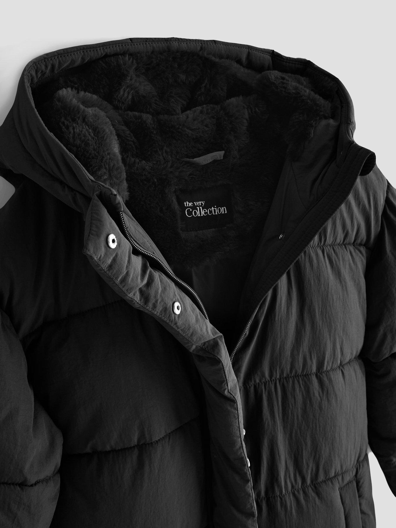 Image 3 of 5 of The Very Collection Girls Longline Padded Basic Coat - Black