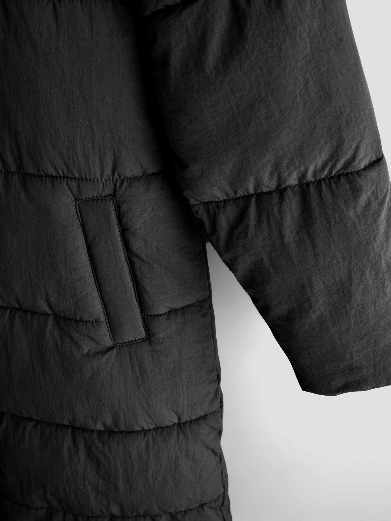 Image 4 of 5 of The Very Collection Girls Longline Padded Basic Coat - Black