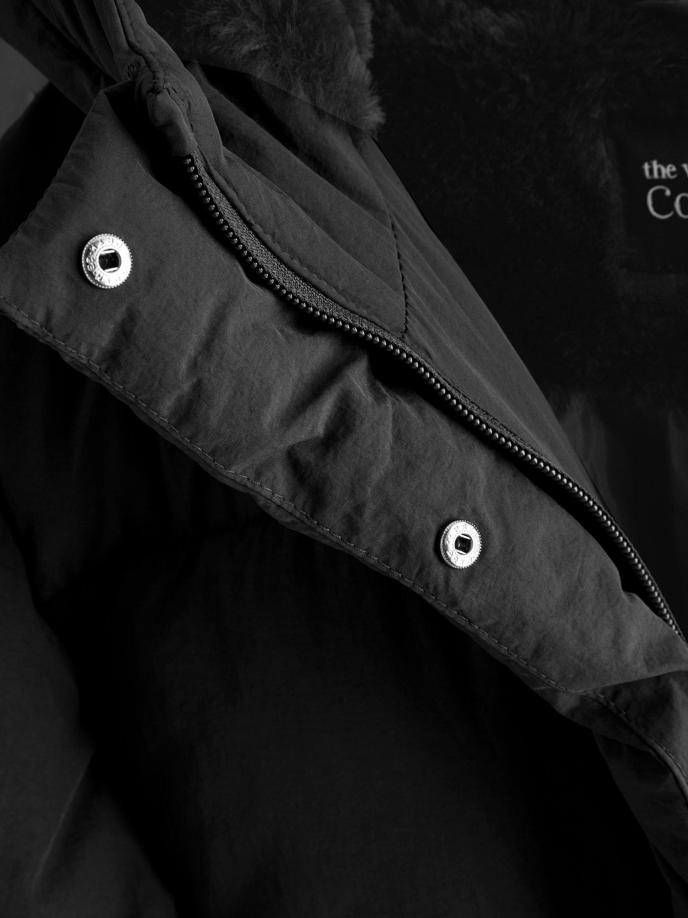 Image 5 of 5 of The Very Collection Girls Longline Padded Basic Coat - Black