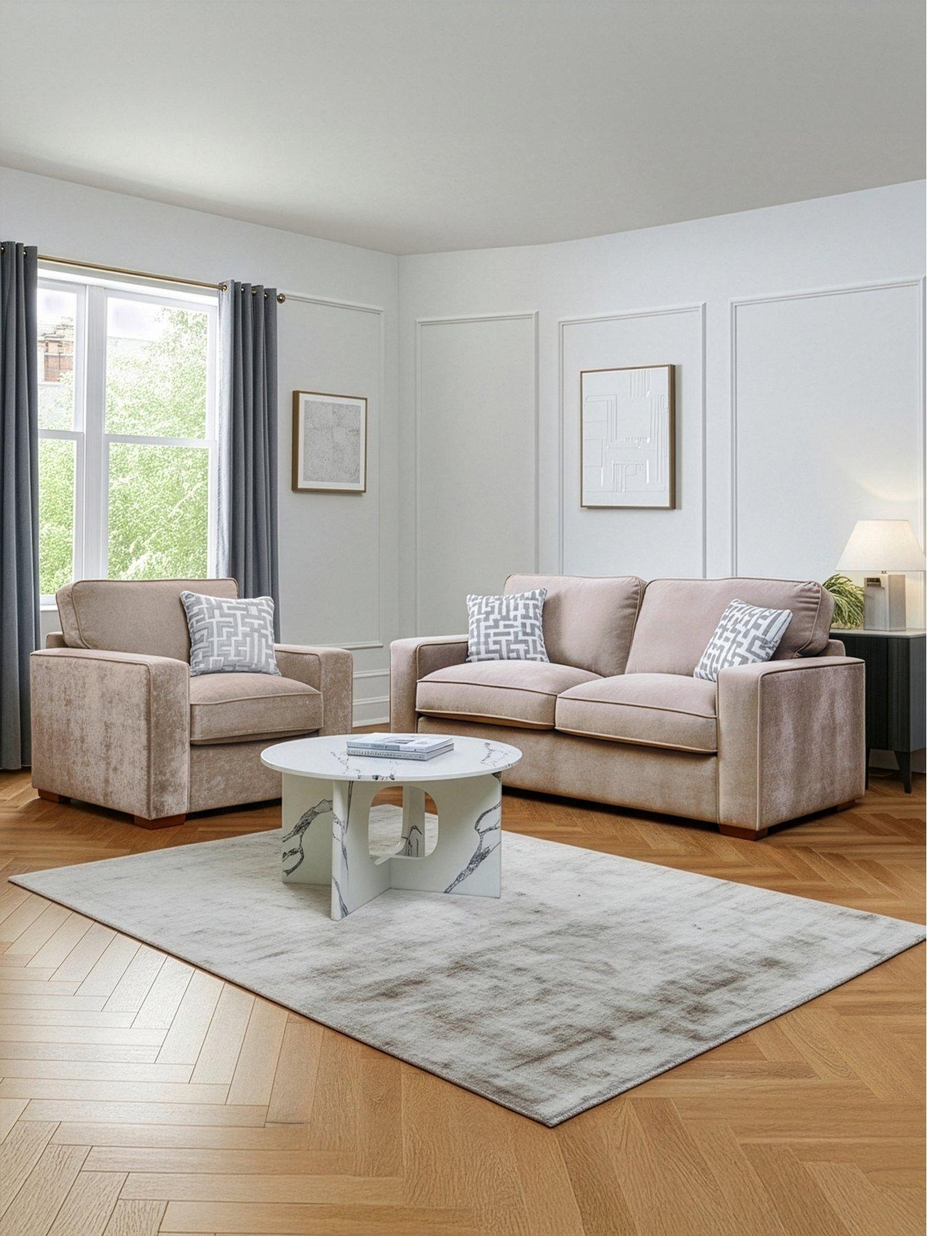 The Very Collection Monaco 3 Seater Fabric Sofa + Chair