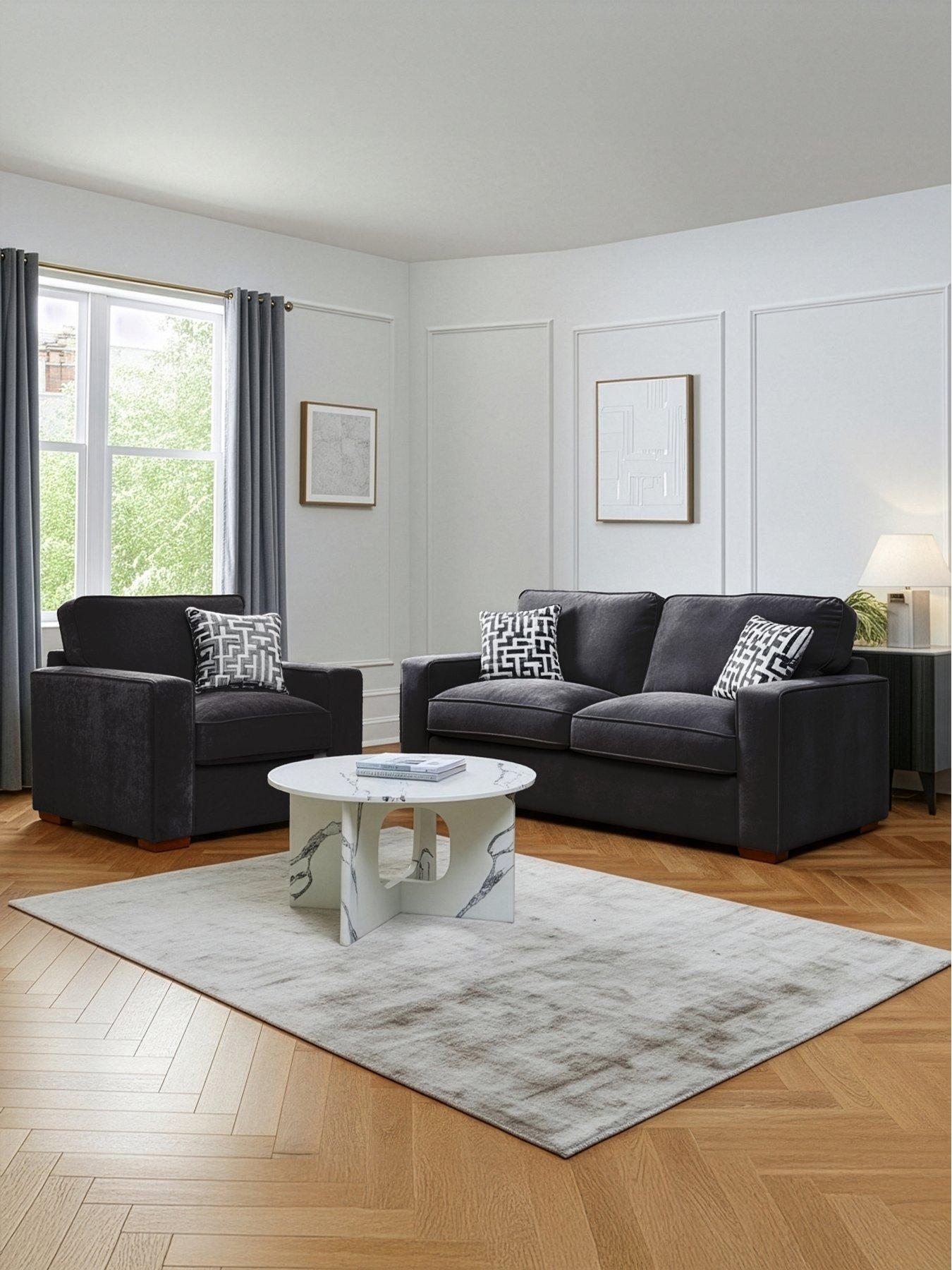 The Very Collection Monaco 3 Seater Fabric Sofa + Armchair Set (Buy  &  SAVE!) - Made to Order in the UK