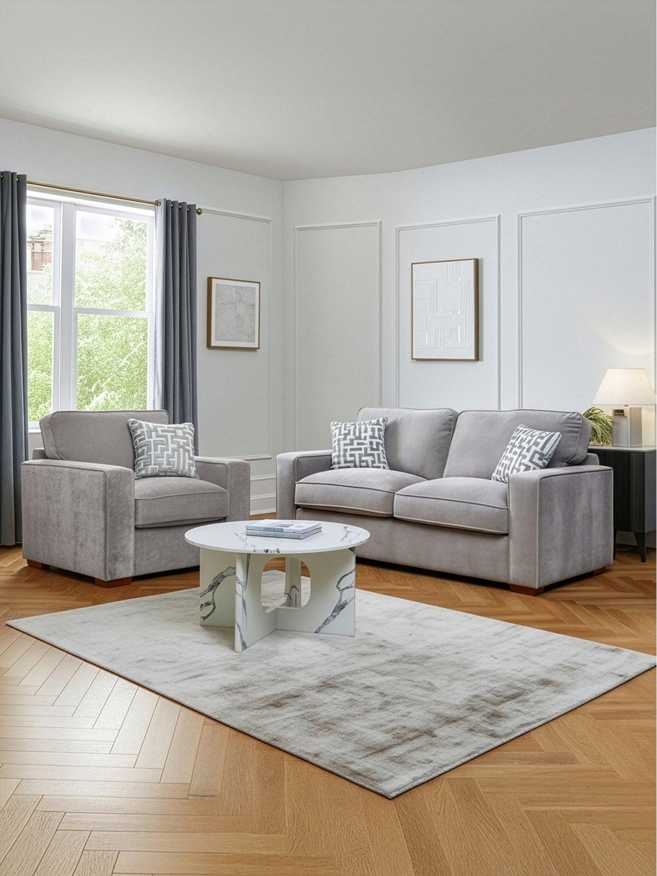 The Very Collection Monaco 3 Seater Fabric Sofa + Armchair Set (Buy  &  SAVE!) - Made to Order in the UK