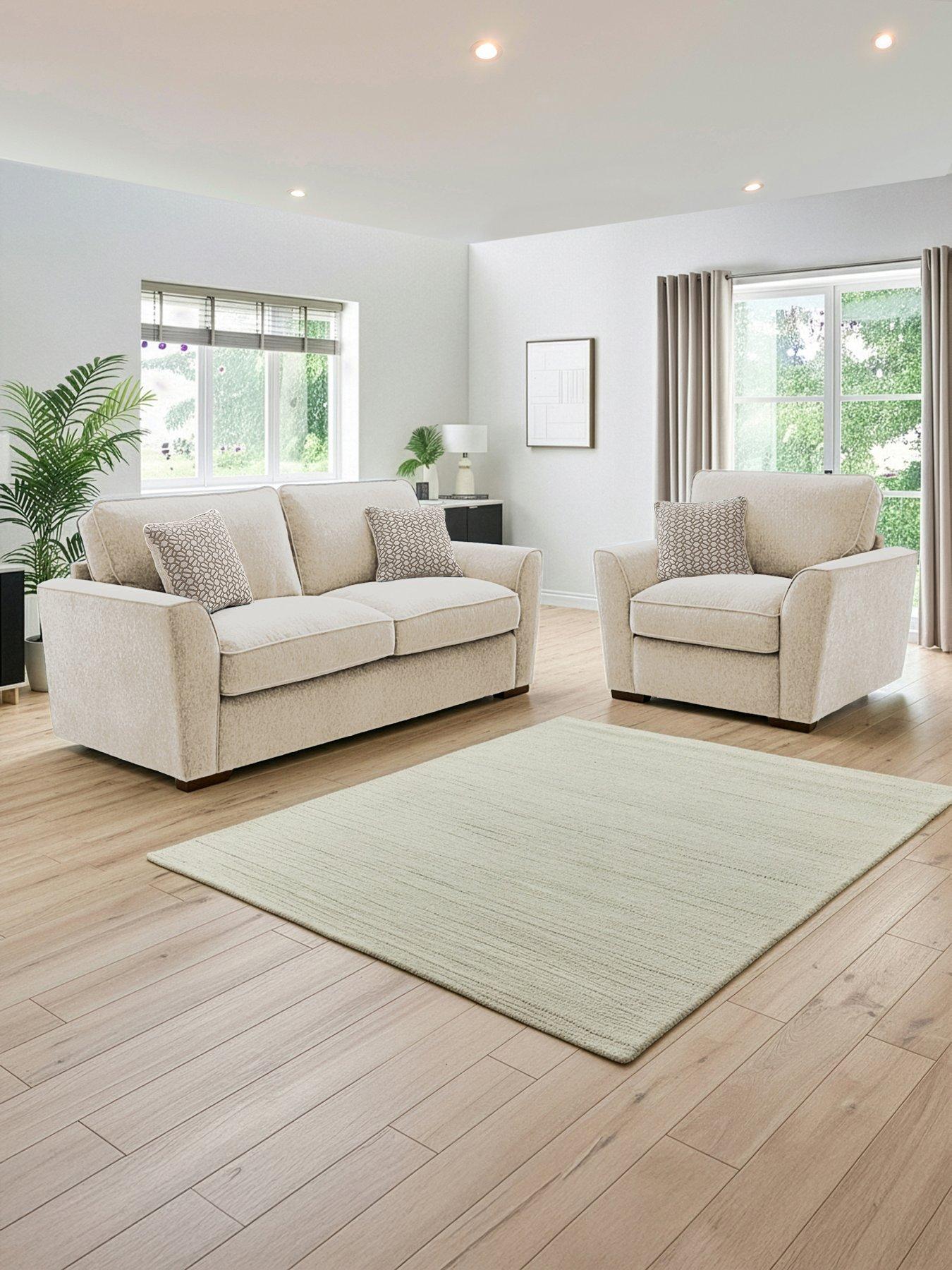 The Very Collection Lucerne 3 Seater Fabric Sofa + Armchair Set (Buy  &  SAVE!) - Made to Order in the UK