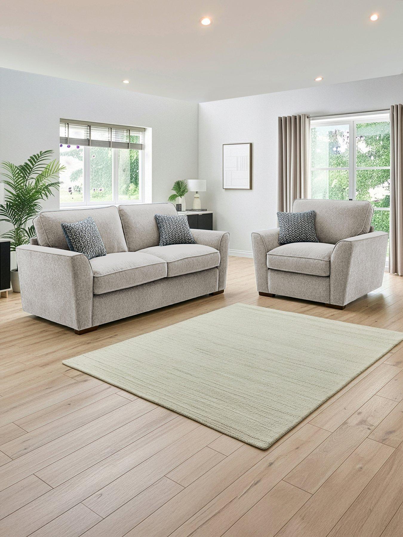 The Very Collection Lucerne 3 Seater Fabric Sofa + Chair