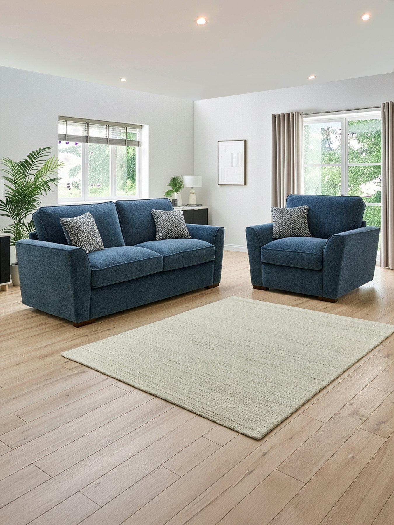 The Very Collection Lucerne 3 Seater Fabric Sofa + Chair