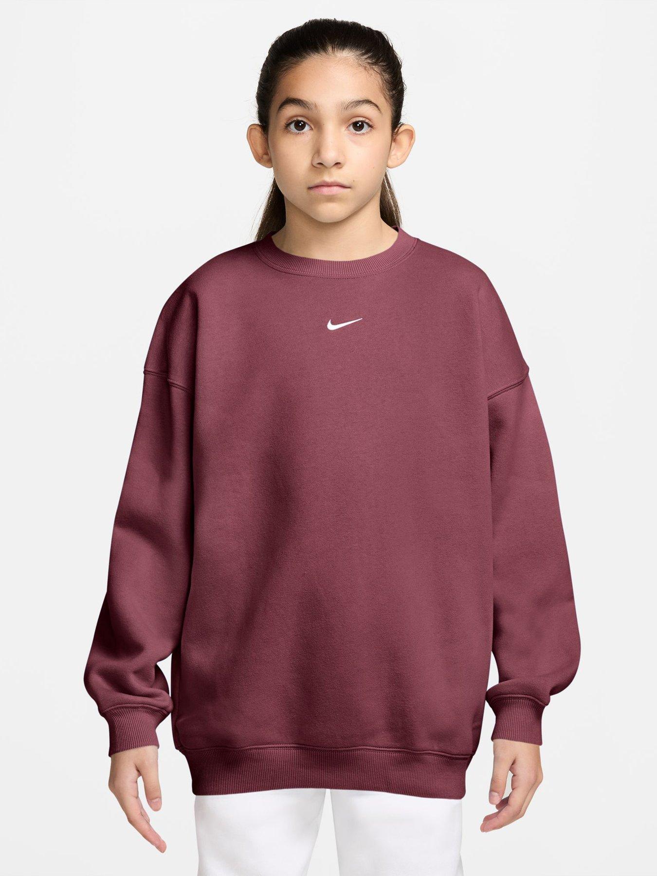 Image 1 of 3 of Nike Junior Girls Studio Fleece Oversized Crew Sweat - Pink