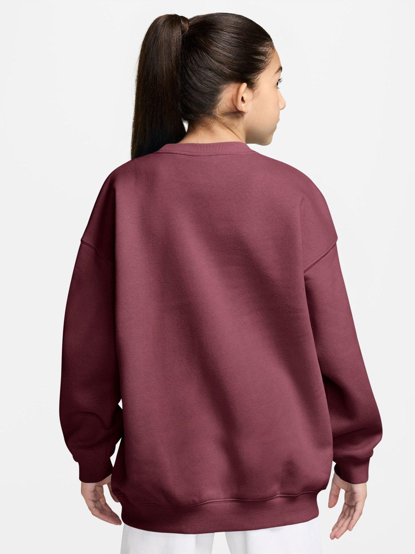 Image 2 of 3 of Nike Junior Girls Studio Fleece Oversized Crew Sweat - Pink