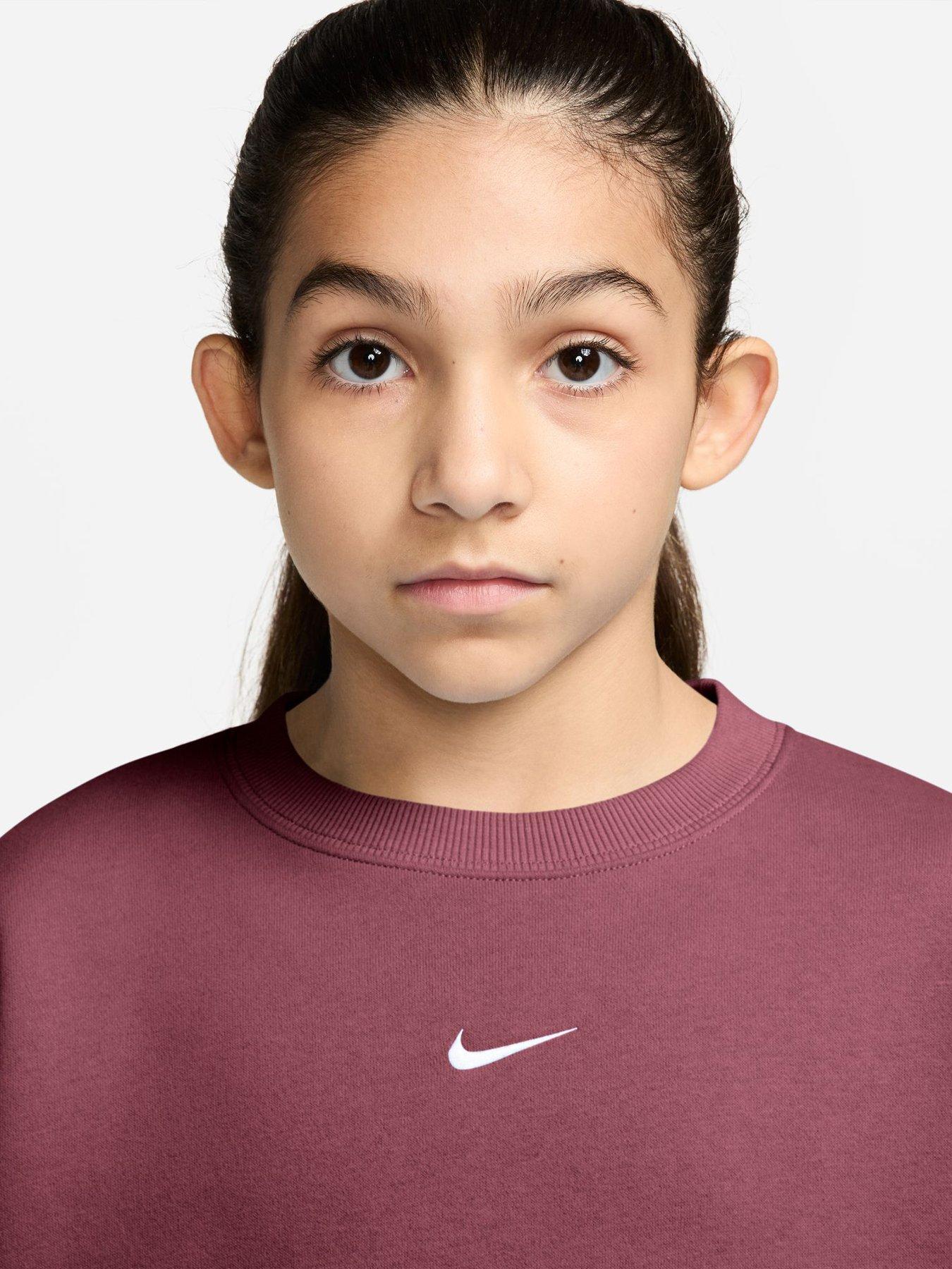 Image 3 of 3 of Nike Junior Girls Studio Fleece Oversized Crew Sweat - Pink