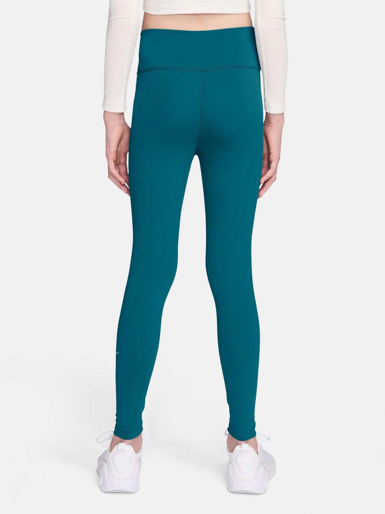 Image 2 of 3 of Nike One Big Kids' (Girls') Dri-FIT High-Waisted Leggings - Blue