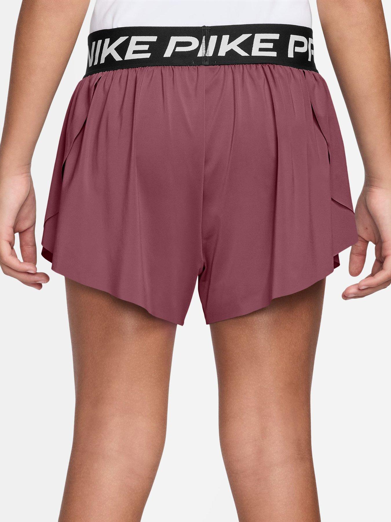 Image 2 of 4 of Nike Junior Girls Training Pro Dri-Fit 2-In-1 Shorts - Pink