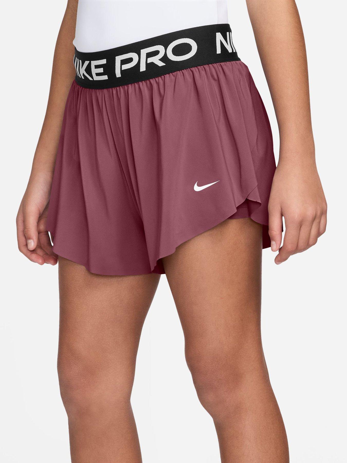 Image 3 of 4 of Nike Junior Girls Training Pro Dri-Fit 2-In-1 Shorts - Pink