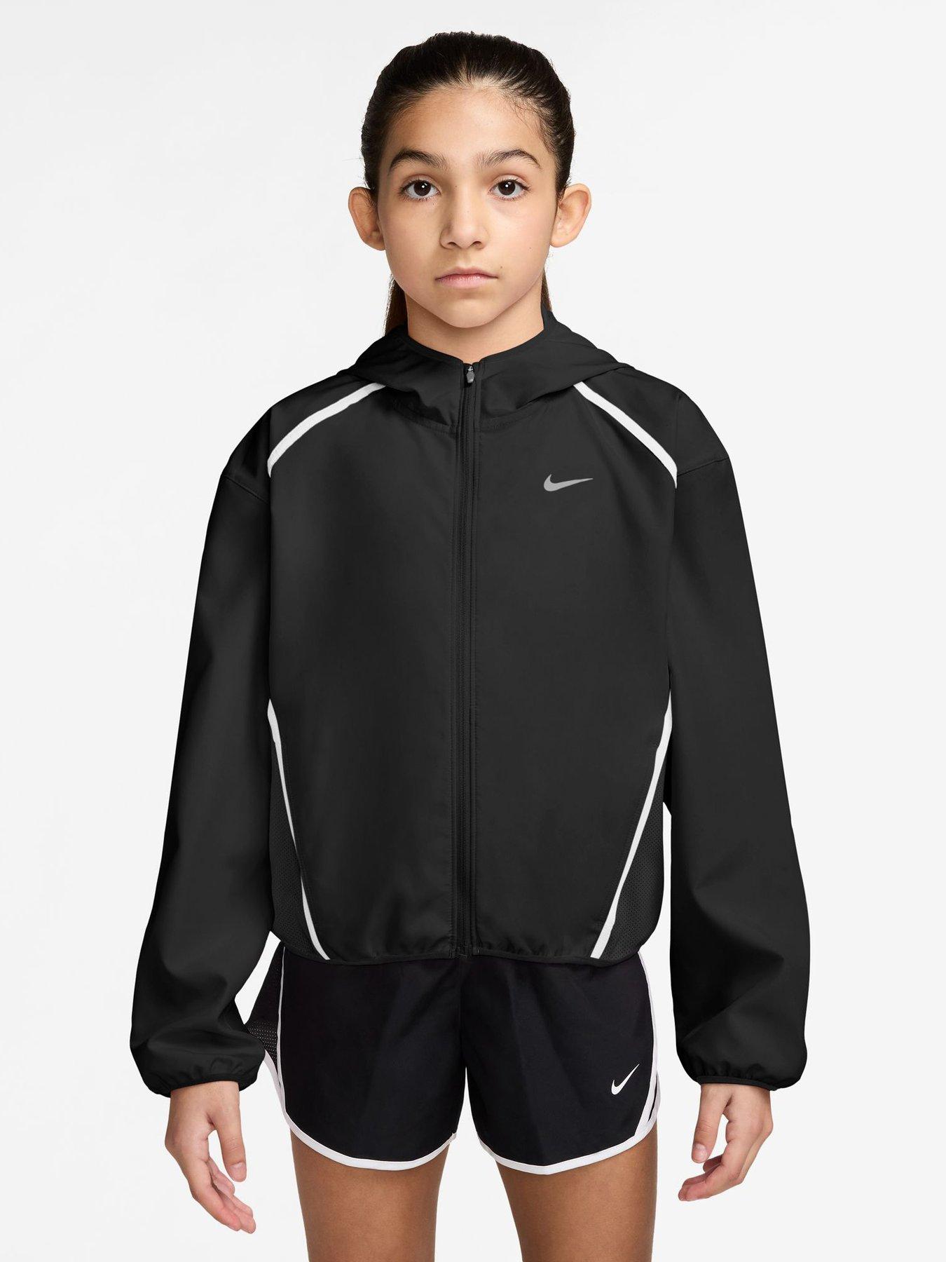 Image 1 of 4 of Nike Junior Girls Training Tempo Hooded Jacket - Black