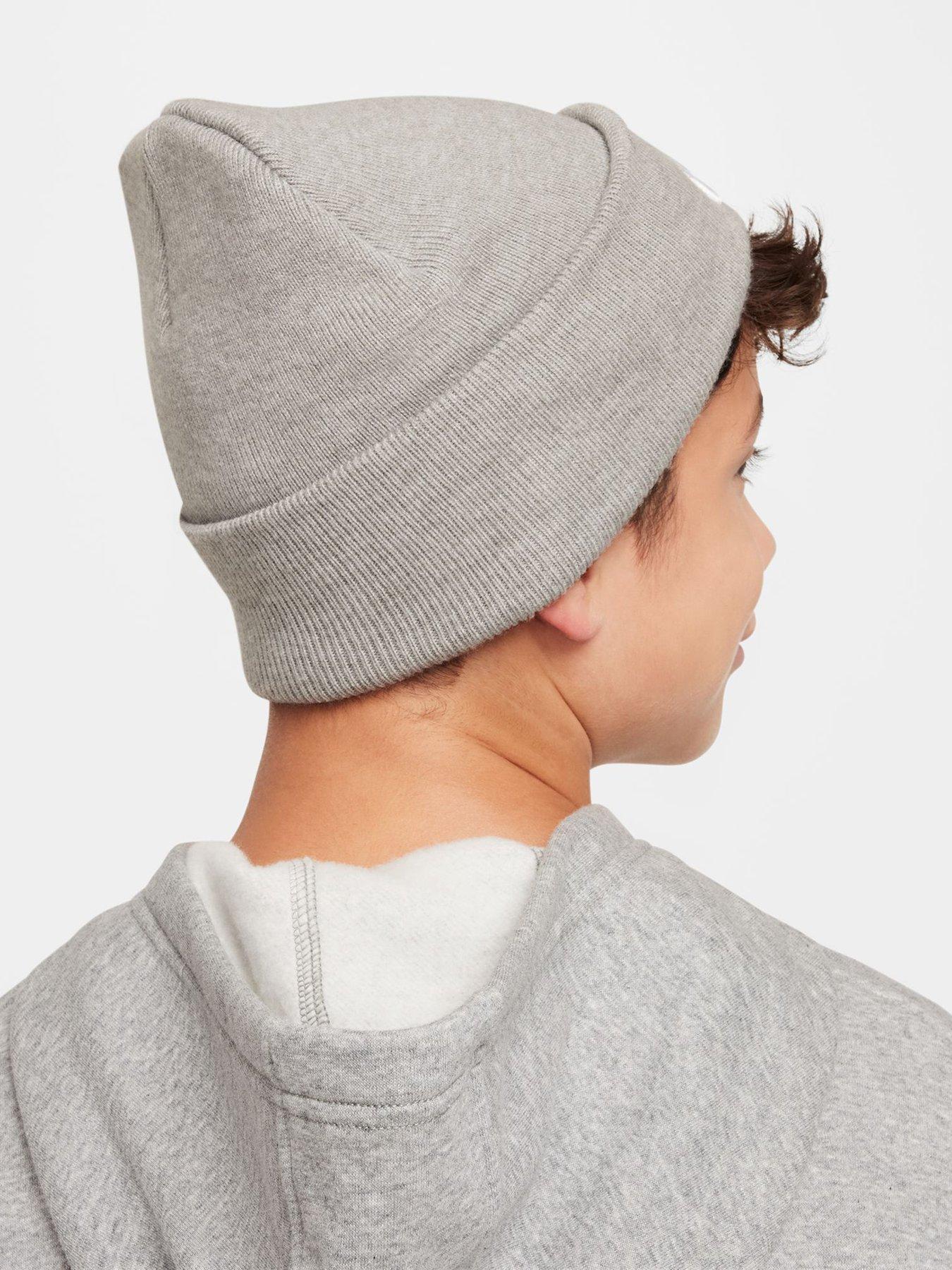 Image 3 of 4 of Nike Unisex Big Kids Peak Fold-Over Cuff Stretch Beanie Hat - Grey