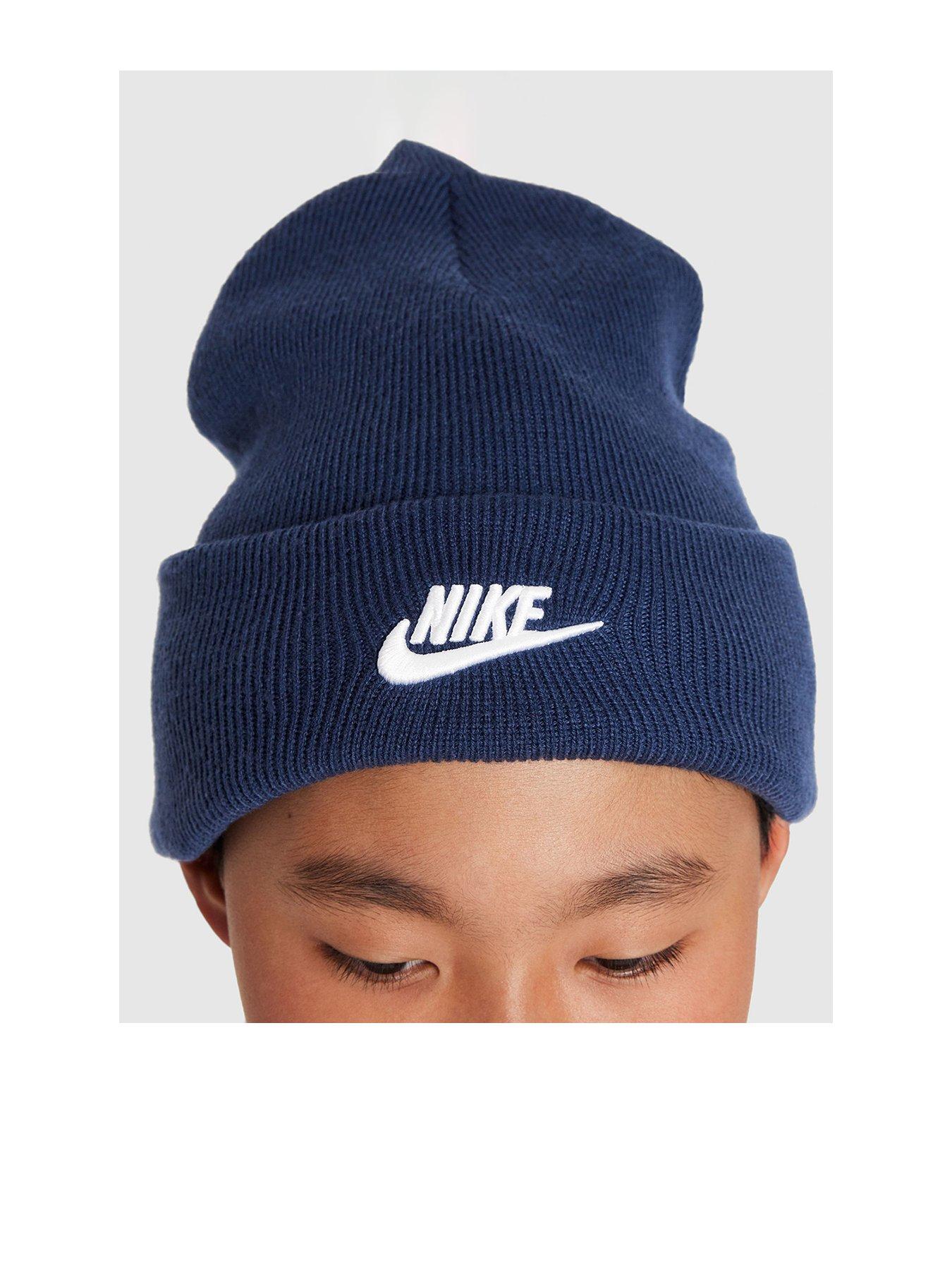 Image 1 of 4 of Nike Big Kids Girls Soft Lined Turn-Up Beanie Hat - Navy