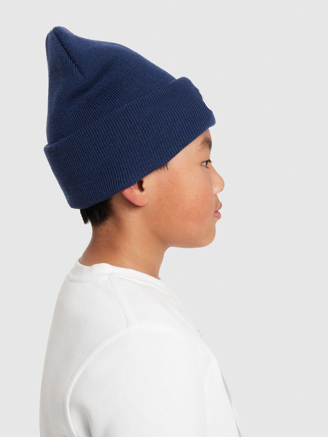 Image 3 of 4 of Nike Big Kids Girls Soft Lined Turn-Up Beanie Hat - Navy