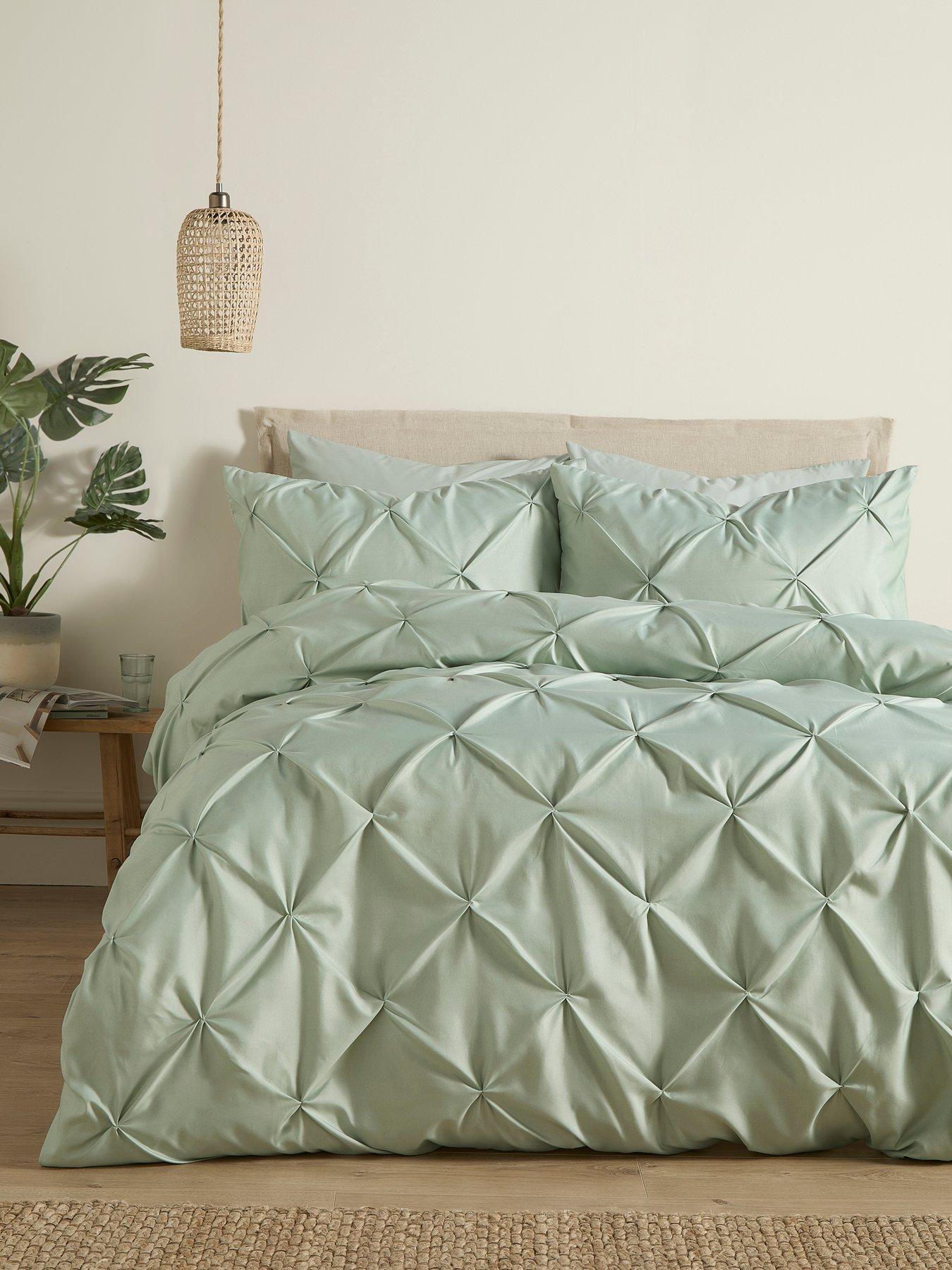 Serene Lara Duvet Cover Set In Steel/sage King