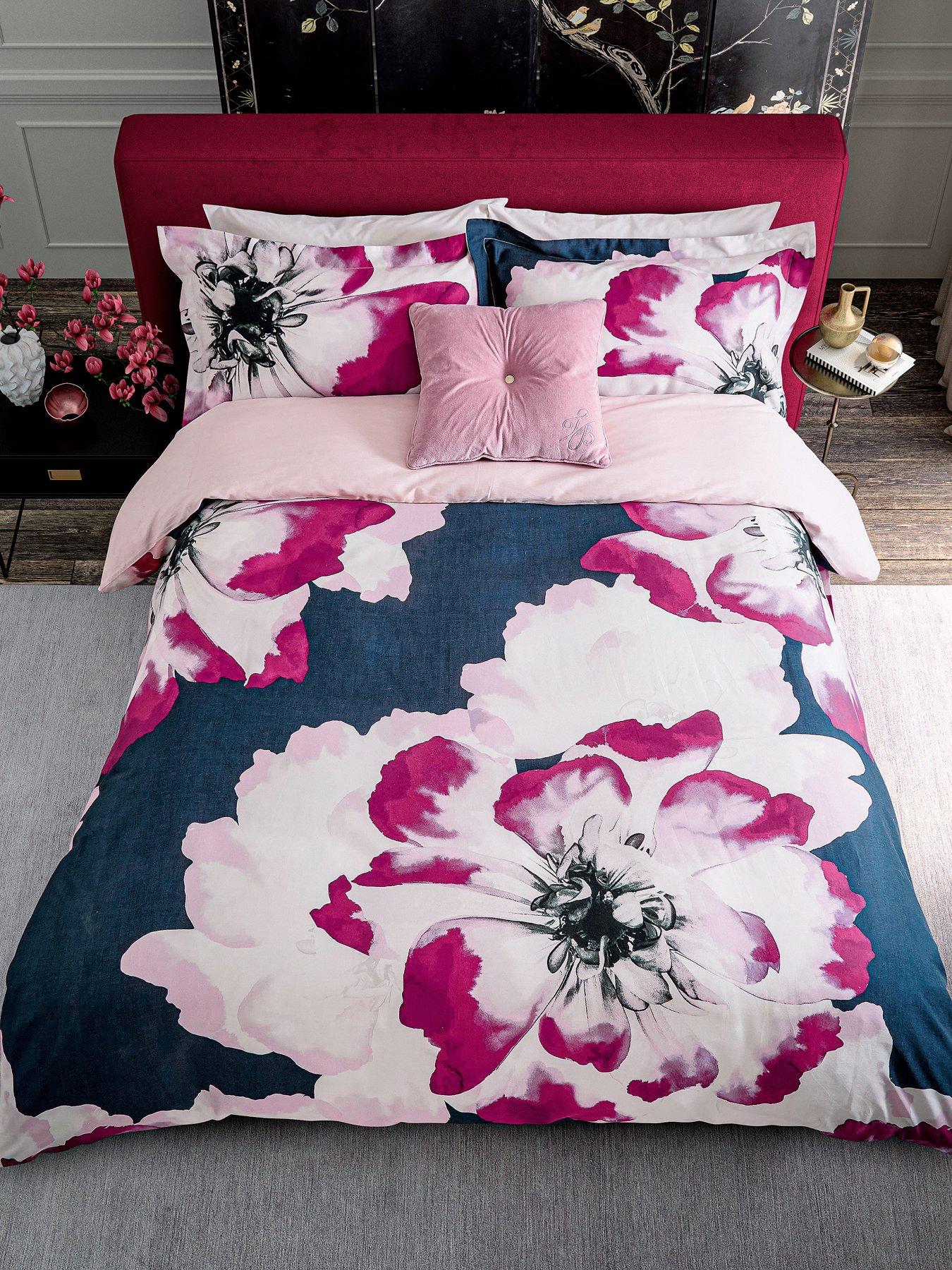 Image 3 of 6 of Ted Baker Inky Bloom Cover Set 100% Cotton Navy