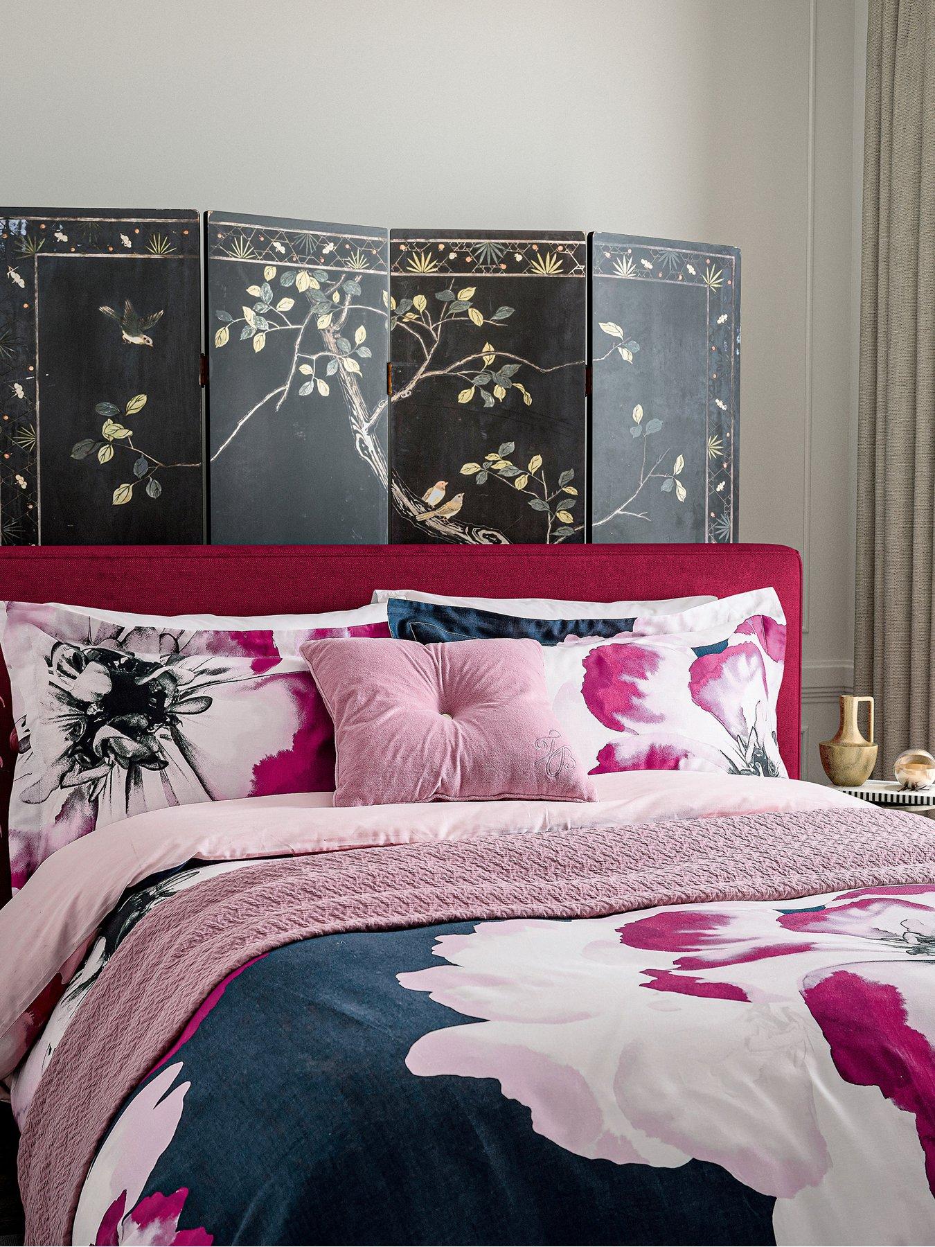 Image 4 of 6 of Ted Baker Inky Bloom Cover Set 100% Cotton Navy