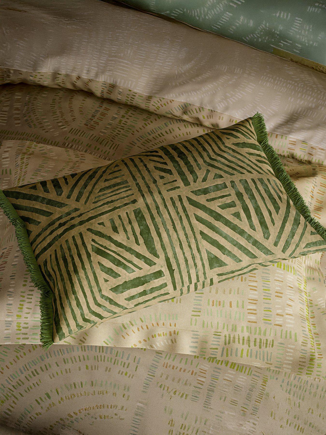Image 5 of 5 of Harlequin Frescoes Cover Set 100% Cotton Sandstone &amp; Olivine
