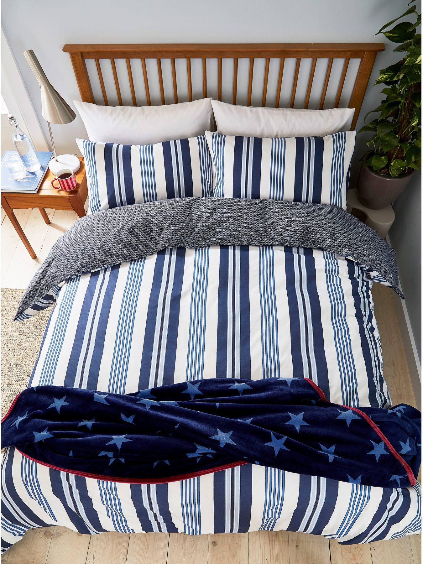 Image 4 of 6 of Helena Springfield Huntington Stripe Cover Set 100% Cotton Blue