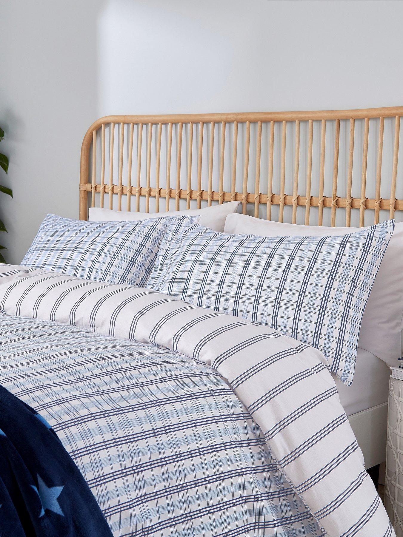 Image 1 of 5 of Helena Springfield Jones Check Brushed Cotton Cover Set 100% Cotton Navy
