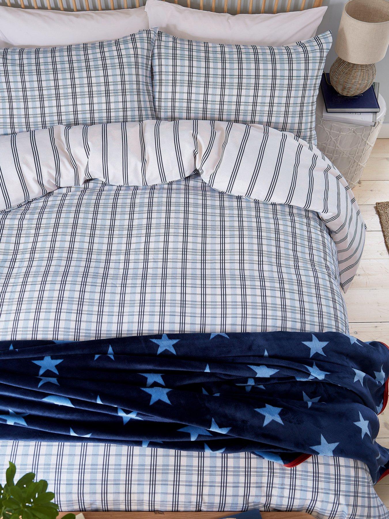 Image 3 of 5 of Helena Springfield Jones Check Brushed Cotton Cover Set 100% Cotton Navy