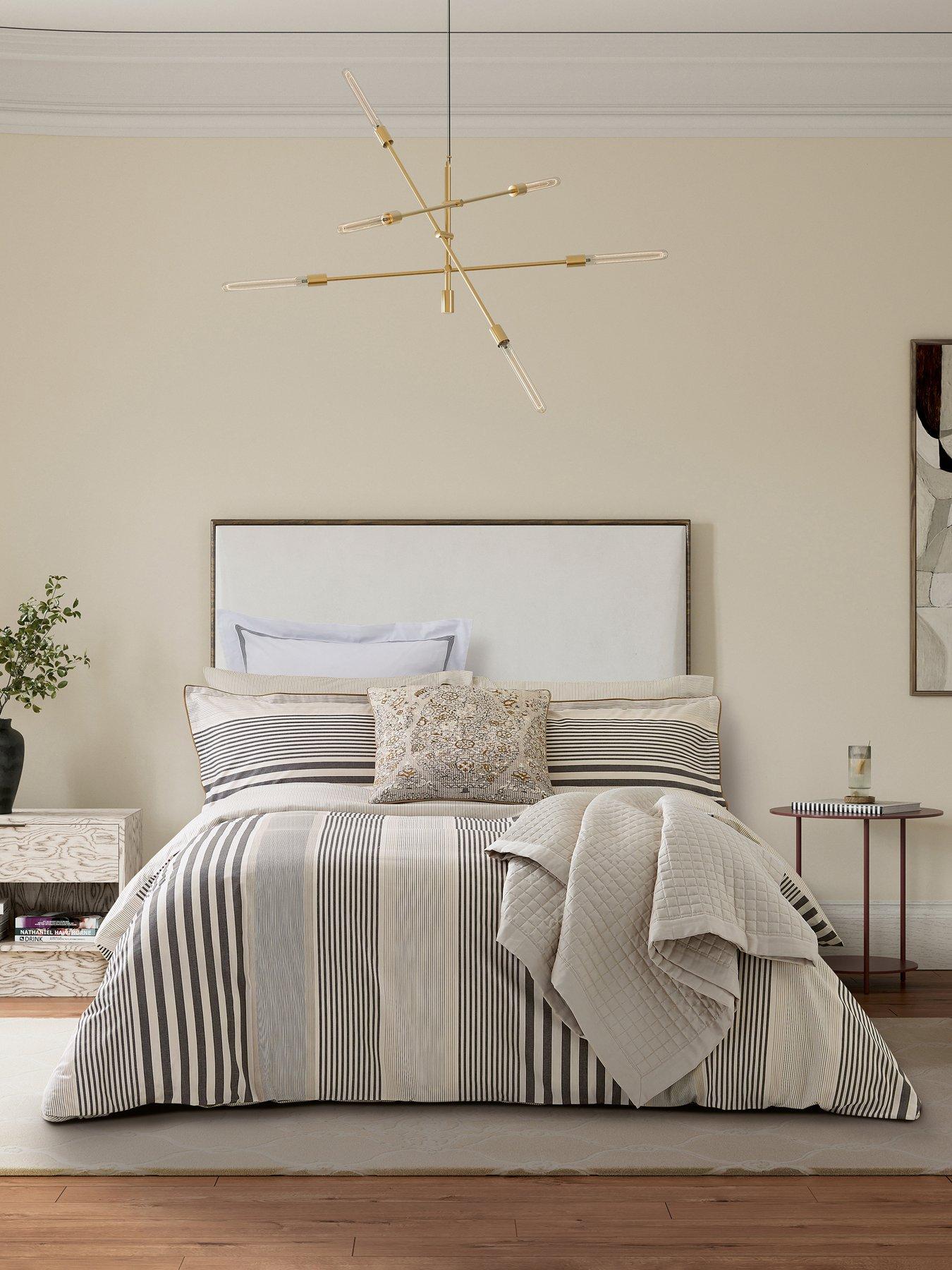 Bedeck of Belfast Alba Cover Set 100% Cotton Charcoal  &  Tan