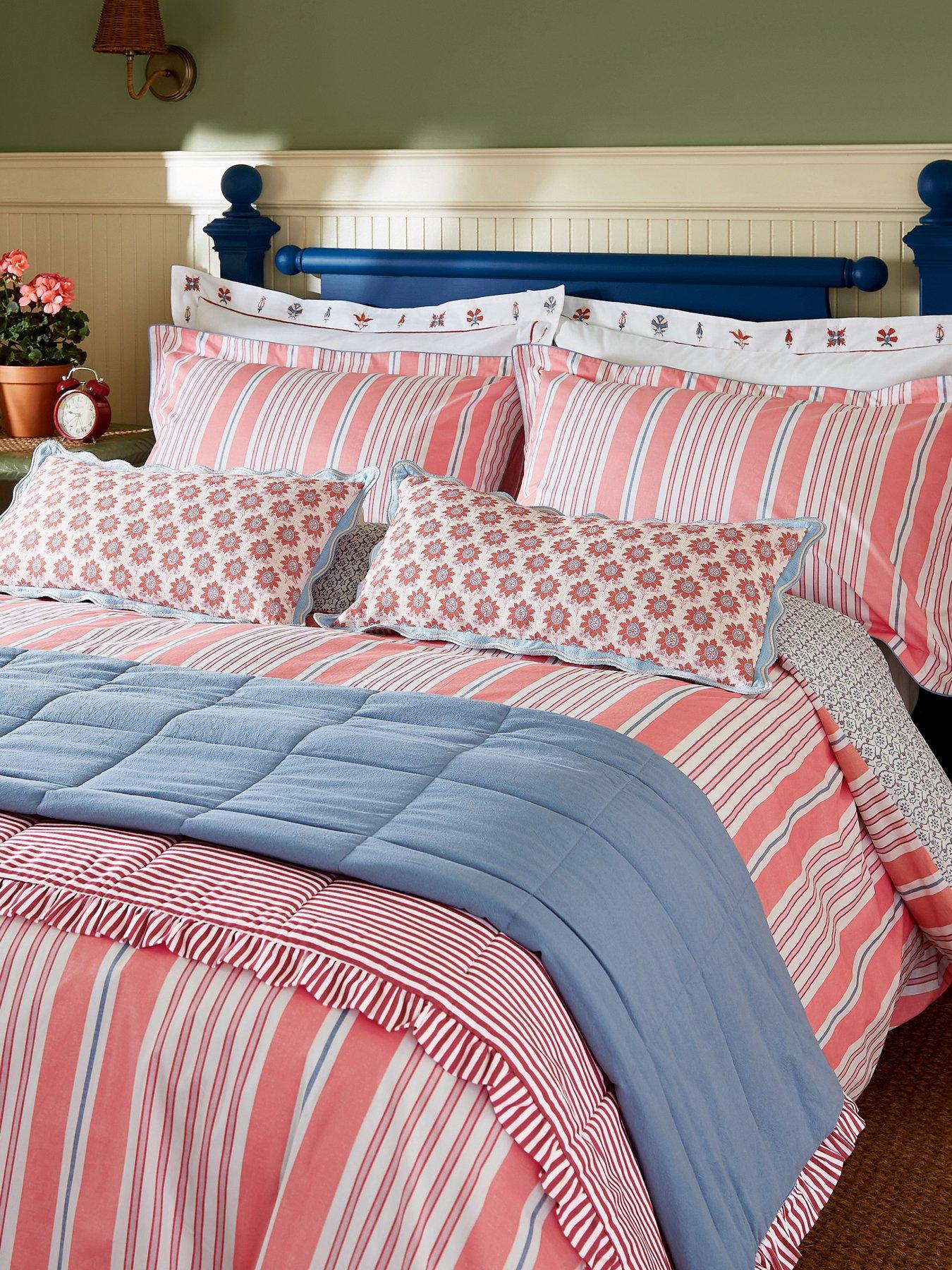 Joules Siesta Stripe Cover Set 100% Cotton Red