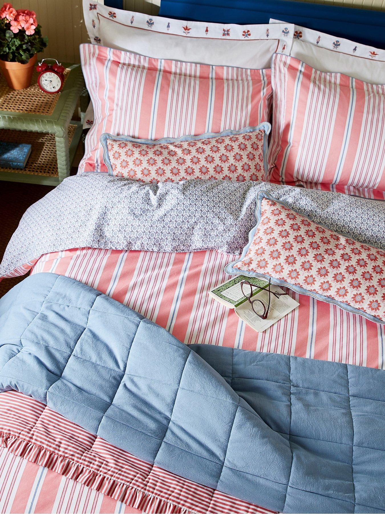 Image 3 of 5 of Joules Siesta Stripe Cover Set 100% Cotton Red