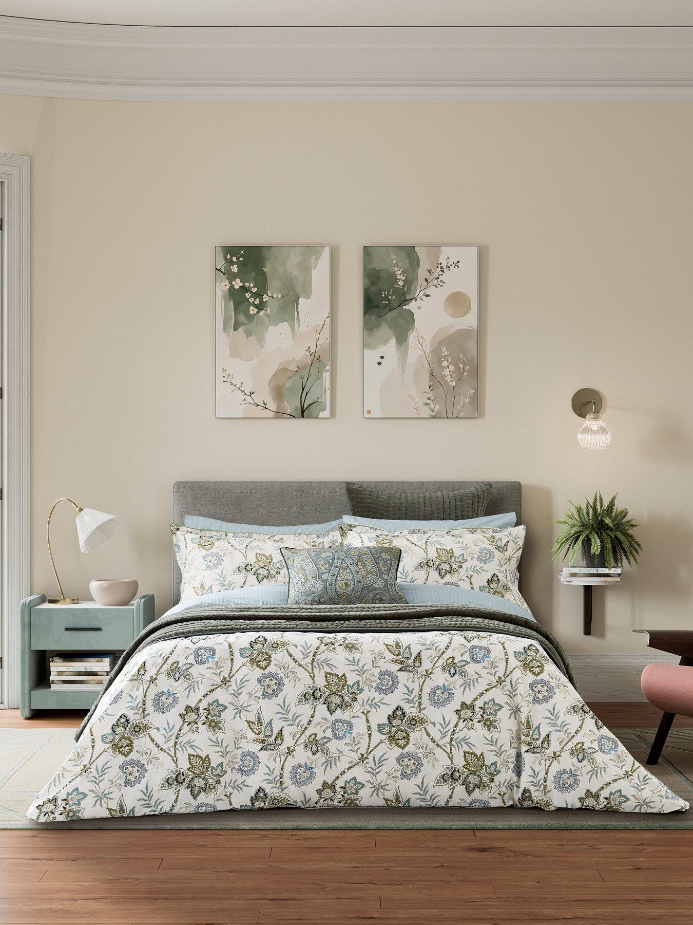 Bedeck of Belfast Emira Duvet Cover Set Soft Teal  &  Green