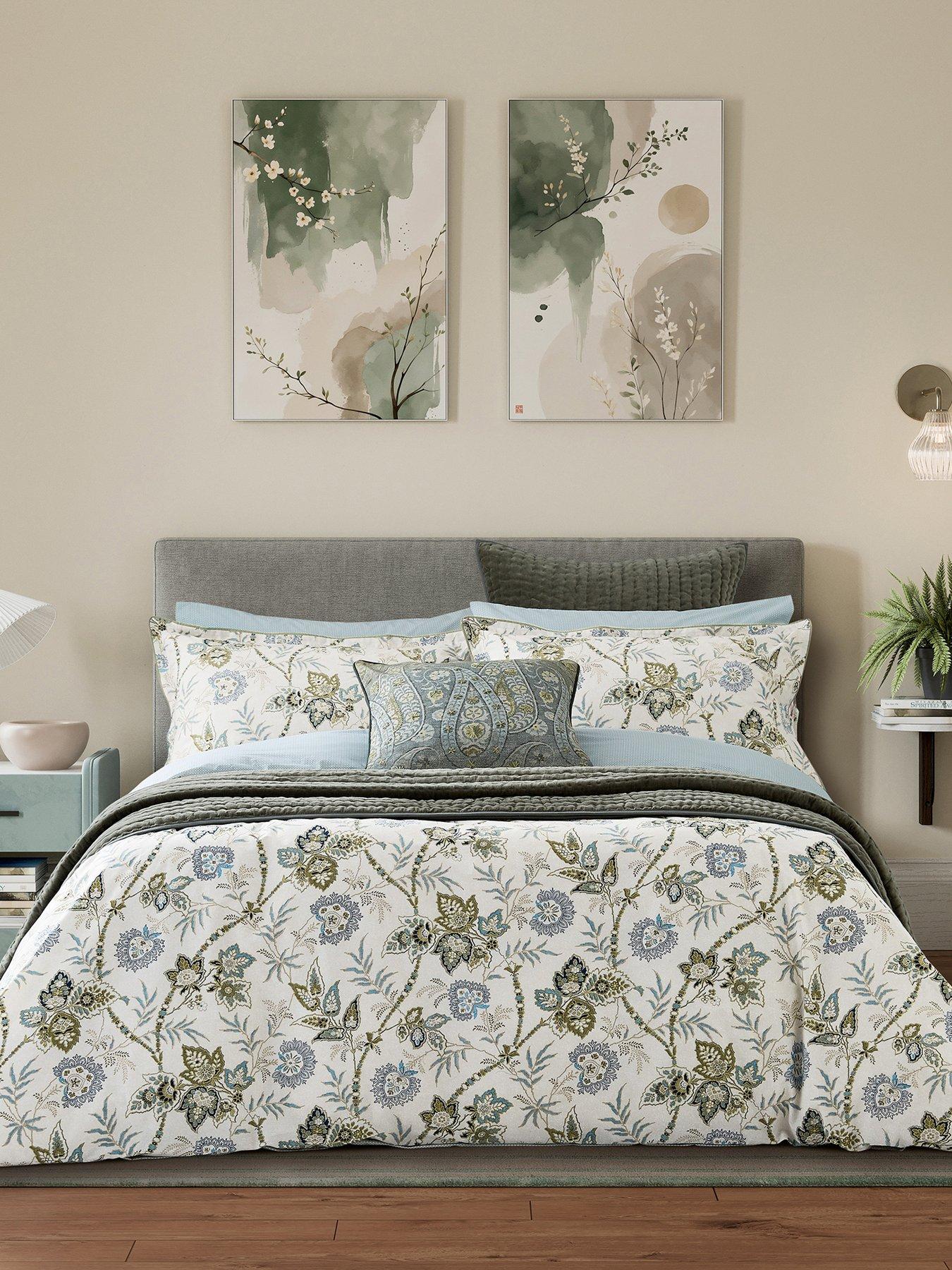 Image 4 of 4 of Bedeck of Belfast Emira Cover Set 100% Cotton Soft Teal &amp; Green